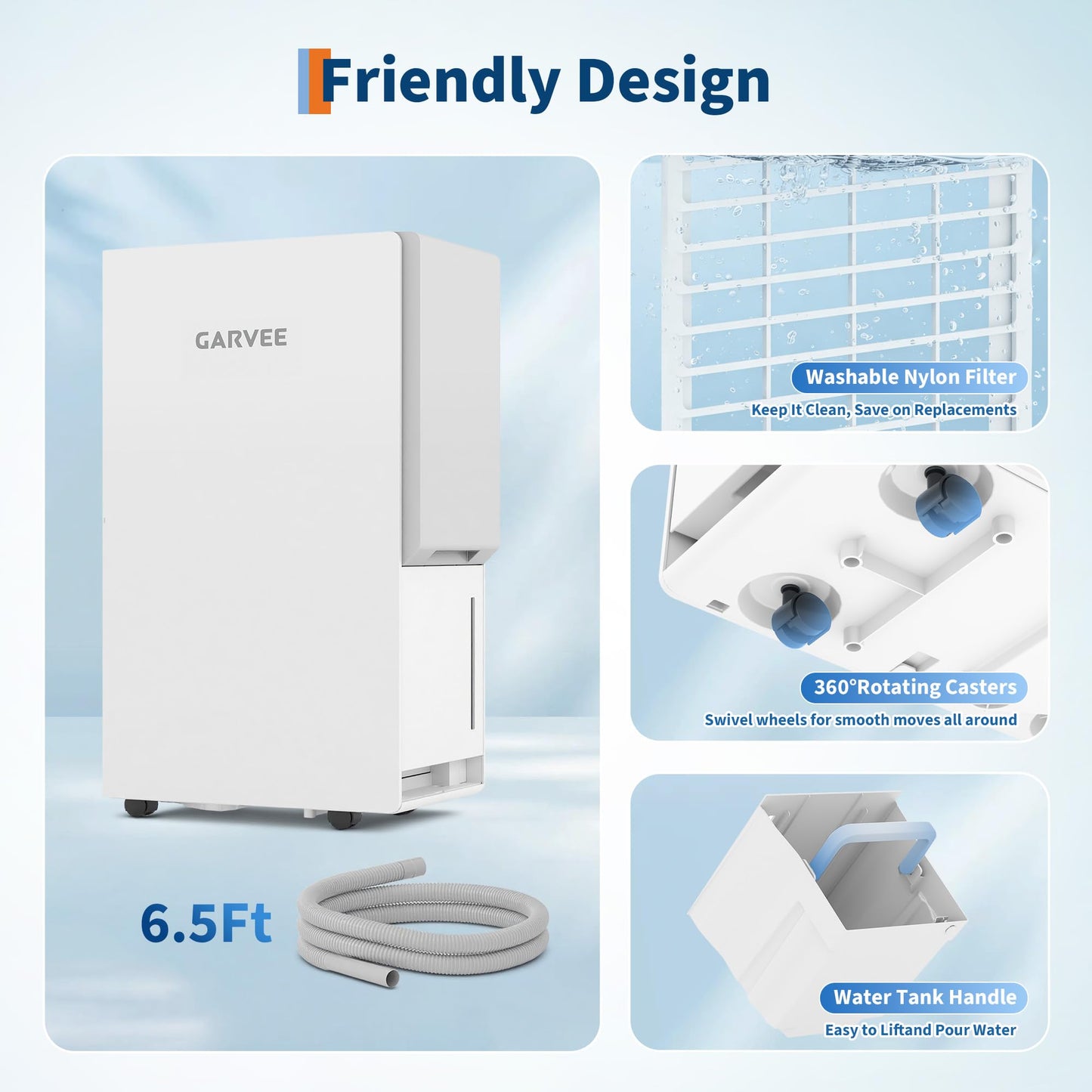 GarveeHome 3500 Sq. Ft Dehumidifier, Max 85 Pint/Day Energy Star Most Efficient 2025 Smart Compressor Dehumidifier for Basement with Drain Hose, Smart Humidity Control,Dehumidifiers for home