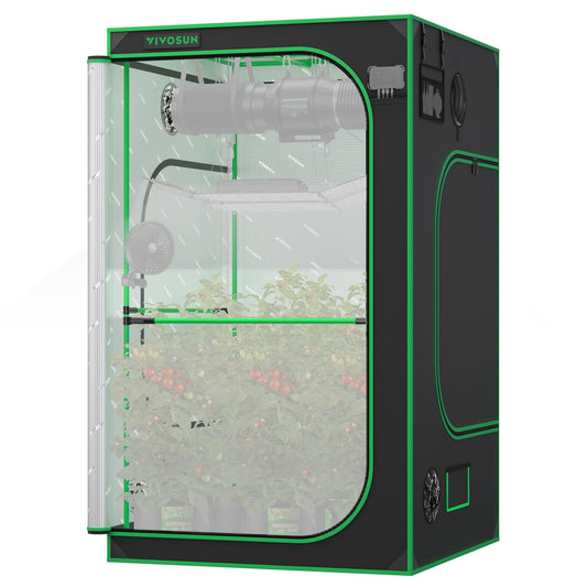 VIVOSUN P448 Advance PRO Grow Tent 4x4, with Thick 1 inch Poles, Strengthened High Reflective Mylar Oxford Tent, Extra Hanging Bars & High CFM Kit 48"×48"×80" for Indoor Plants
