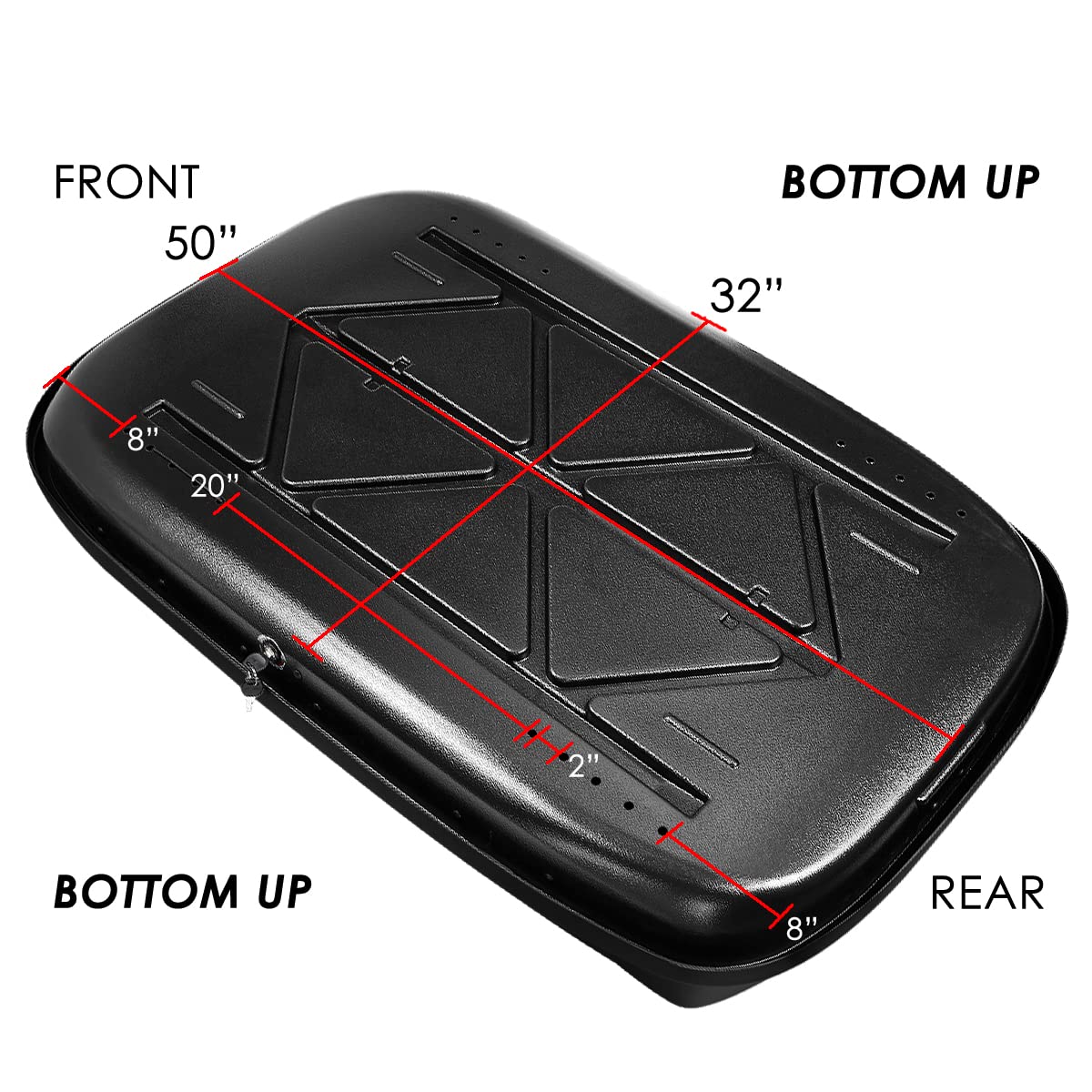 DNA Motoring Rooftop Cargo Box Carrier Lockable Heavy Duty Car Top Storage Case, Capacity 110 Lbs, 53" L x 34" W x 15" H, 11 17 Cubic Ft.(Glossy Black), PT-ZTL-8166-GSBK