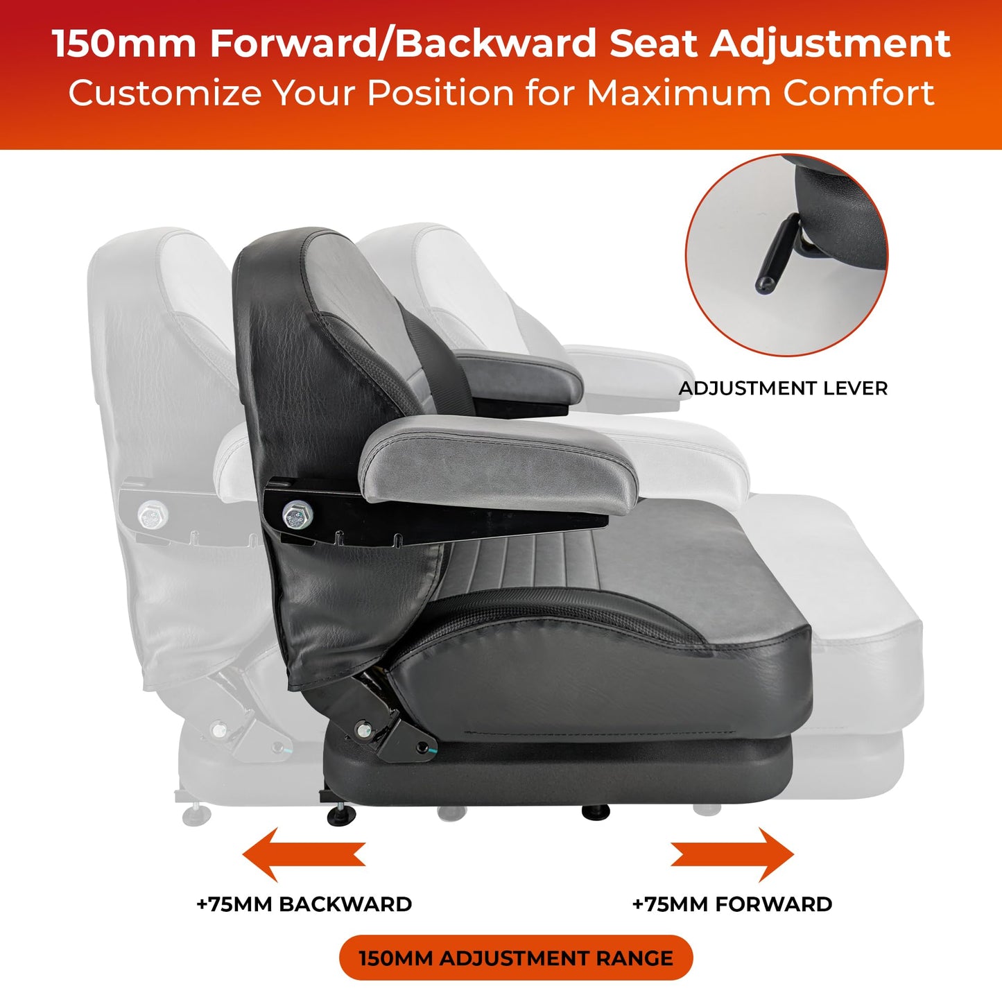Keystone Seats Comfort Elite Suspension Seat – 1 YEAR WARRANTY – Adjustable Suspension, Backrest, & Cushioned Armrests – For Scag Ferris Hustler Gravely Bad Boy Kubota Toro Zero-Turn Mowers & Tractors