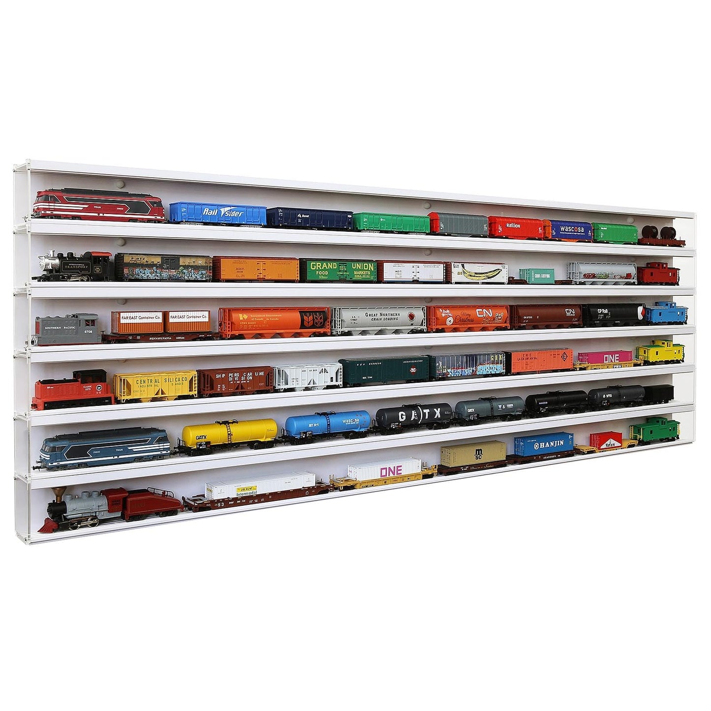 HO Scale Model Train Display Case Wall Rack with 6 Shelves Organizer Storage Cabinet Wall Mount (L3: 58.26inch)