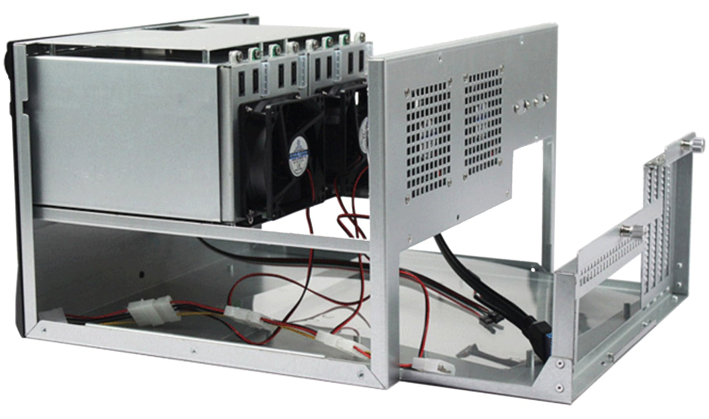 KCMconmey 8 + 1 Bay DIY NAS Case, 8 x 2.5/3.5″ Tray + 1 x 2.5″ Internal Bay. MB MATX/ITX. Flex PSU. Front USB 3.0 8cm Chassis Fan Hot Swap Backplane. Network Attached Storage Private Cloud Enclosure
