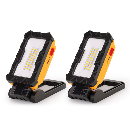 LUTEC Rechargeable Work Light, 1000 Lumens, Magnetic Base, 360? Rotate, 200? Swivel, 2 Pack, Aluminum, Orange, Model 790220242