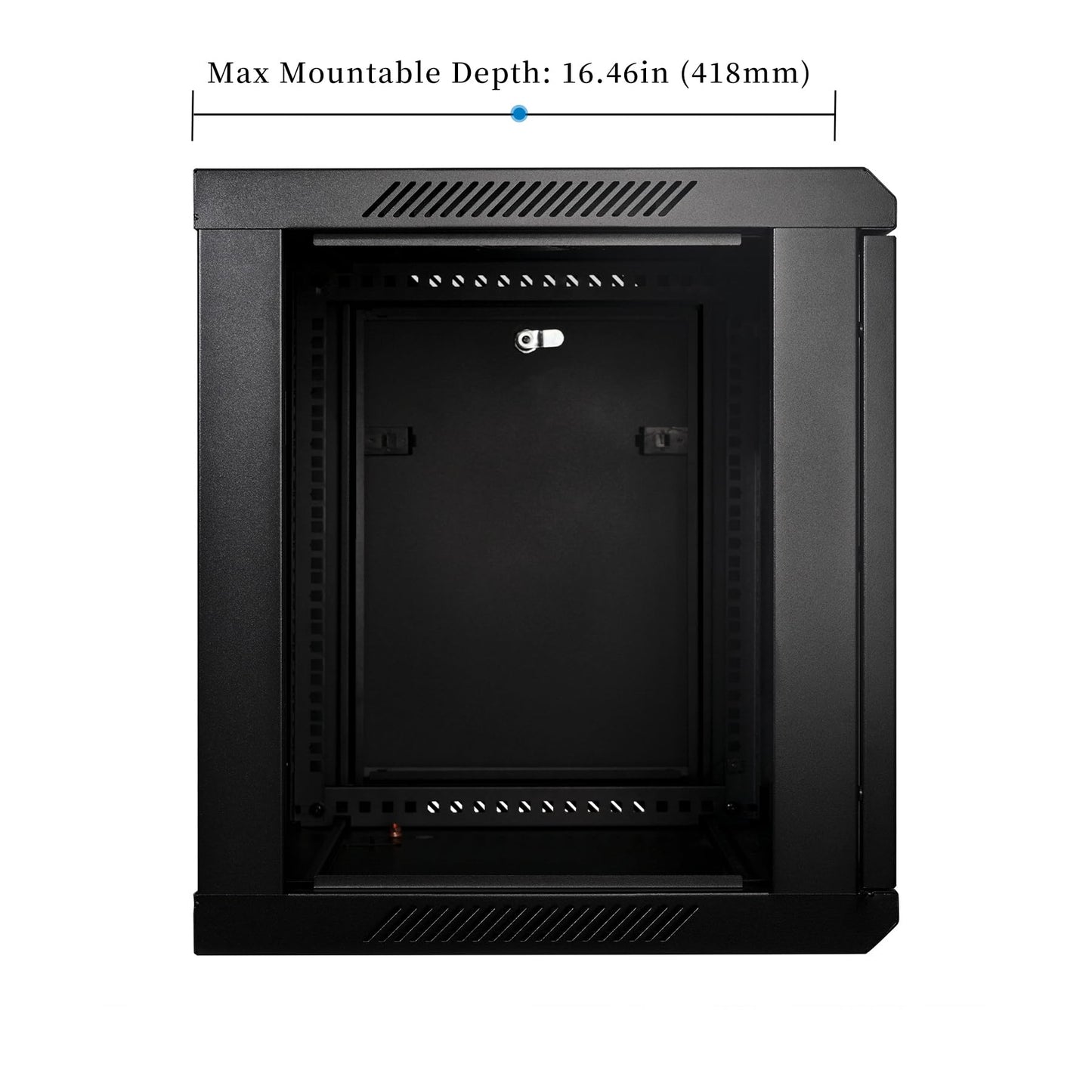 RackPath 9U Professional Wall Mount Server Cabinet Network Rack Enclosure with 2X Quiet Cooling Fan, 1x Brush Cable Management Panel, Black