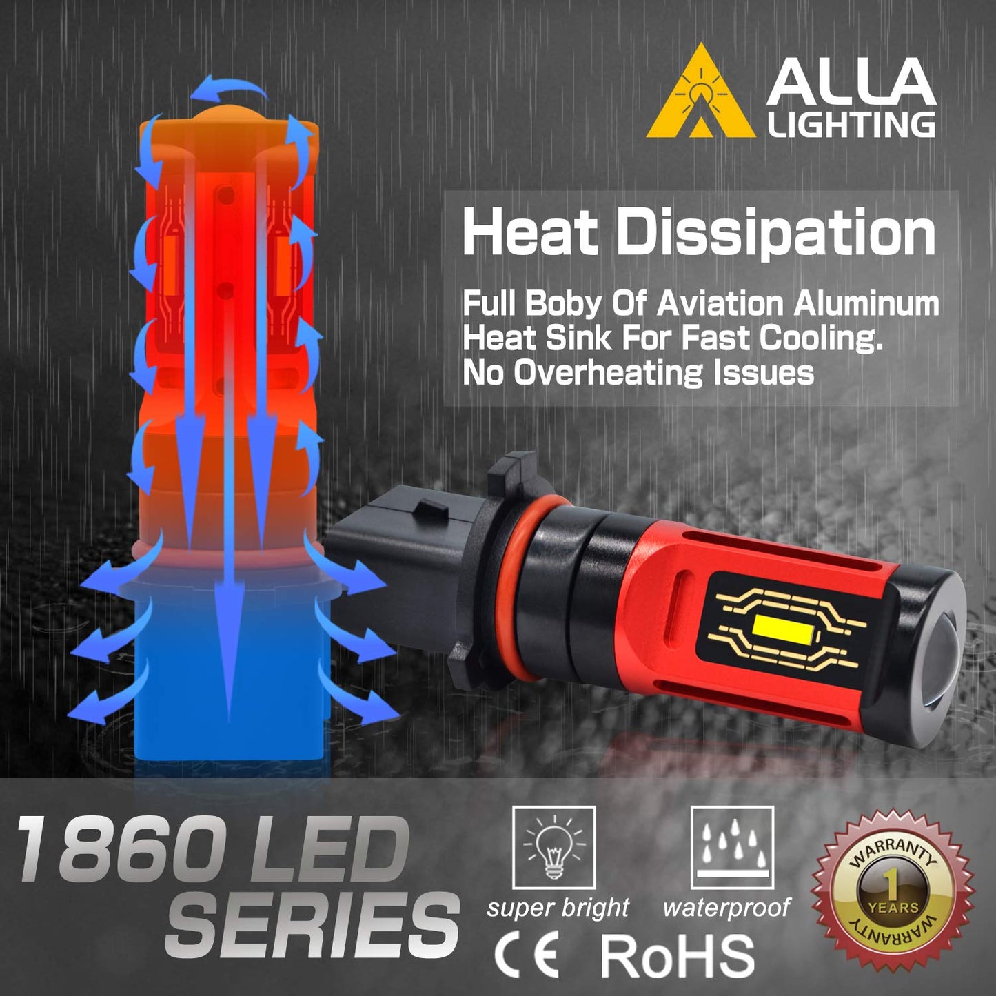 Alla Lighting LED Fog Lights/DRL Upgrade PSX26W 6000K Xenon White Model 12278C1 Xtreme Super Bright 1860-SMD