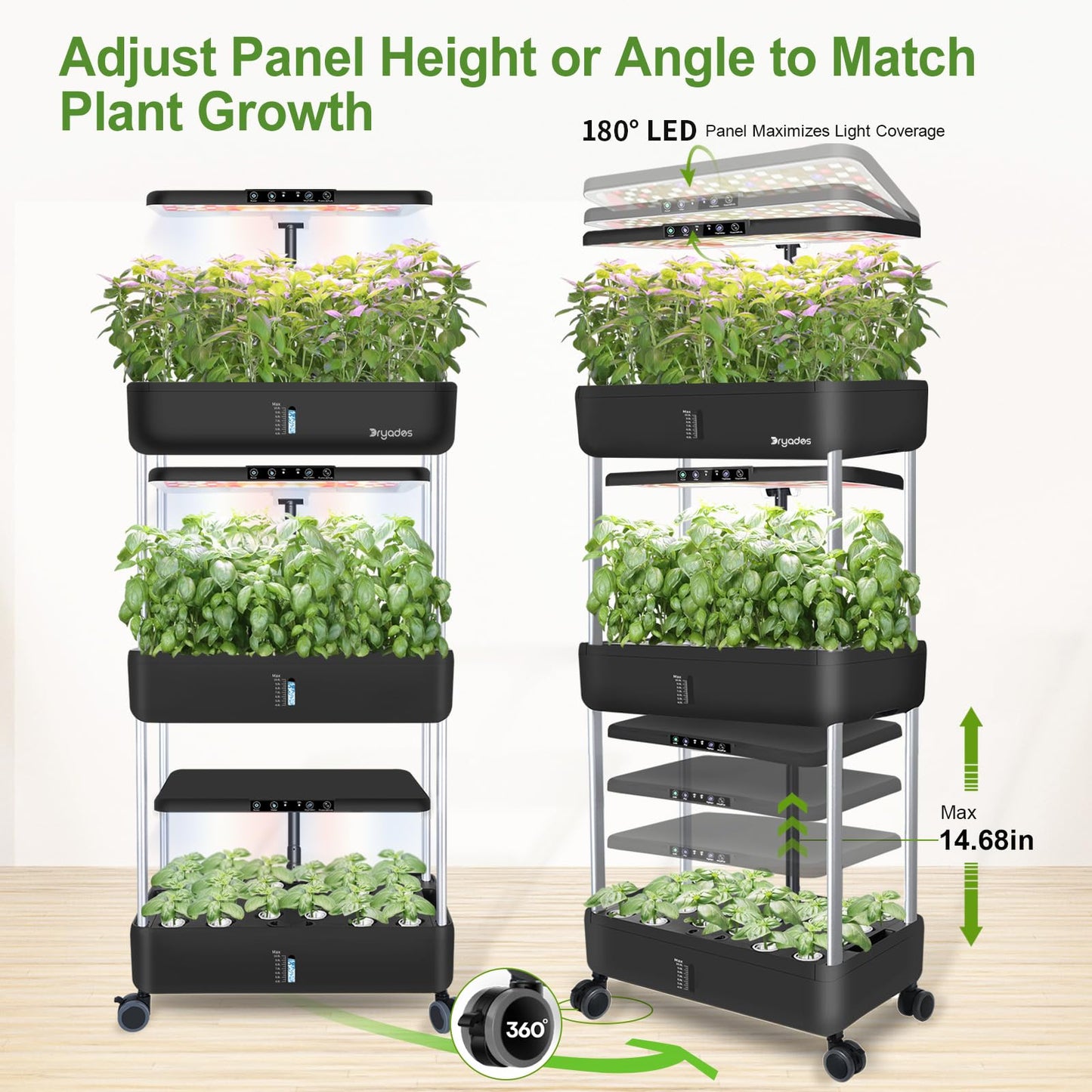 Hydroponics Growing System Indoor Garden - DRYADES Herbs Garden Kit Indoor with LED Grow Light Grow Anything Plants Germination Kit (No Seeds) Harvest Vegetable Lettuce for Home Kitchen (66 Pods)