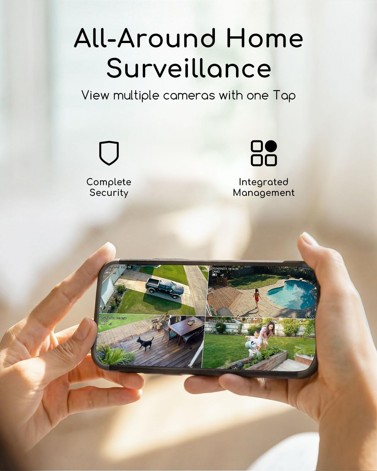 COOAU 4MP Security Cameras Wireless Outdoor, Faster Charging Solar Powered, Sharper-Image Outdoor Camera Wireless,No Subscription,PIR Detection,Surveillance System for Wide-Area Whole-House Coverage