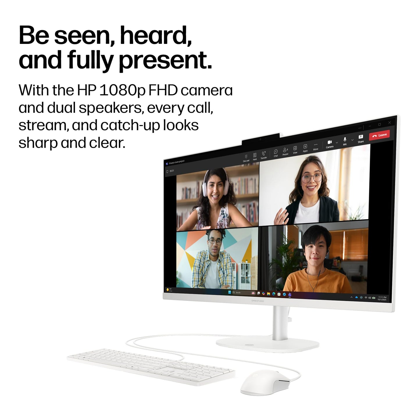 HP OmniStudio 27 inch All-in-One Desktop PC, FHD Display, AMD Ryzen 5 220, 16 GB RAM, 512 GB SSD, AMD Radeon 740M Graphics, Windows 11 Home, Cotton White, 27-cv0002 (2026)