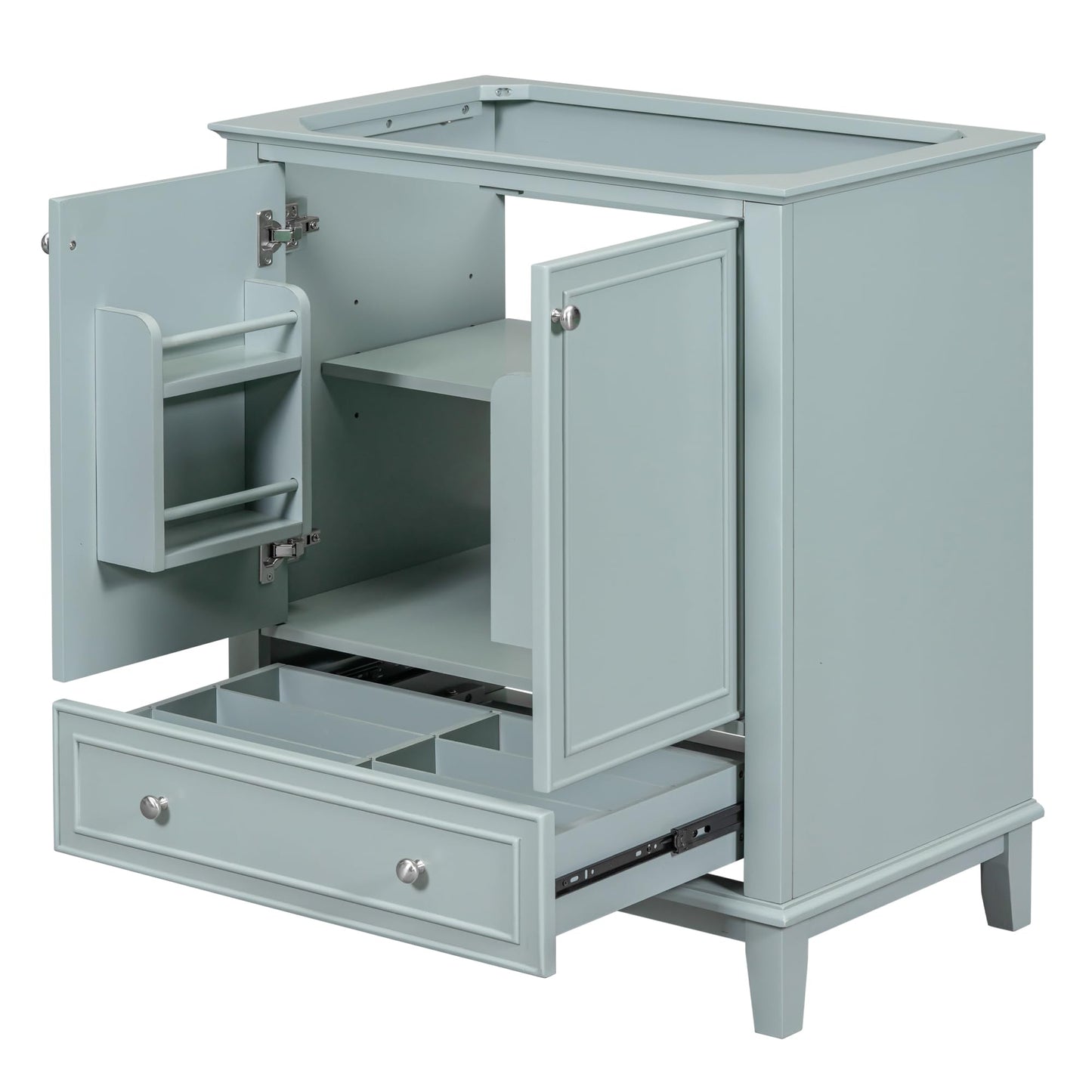 Acosure 30" Bathroom Vanity Without Sink,Base Only,Solid Wood Cabinet Set with Doors and Drawer,Adjustable Shelf,Removable Panel,Easy to Install,Green