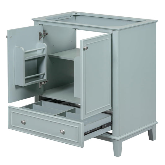Acosure 30" Bathroom Vanity Without Sink,Base Only,Solid Wood Cabinet Set with Doors and Drawer,Adjustable Shelf,Removable Panel,Easy to Install,Green