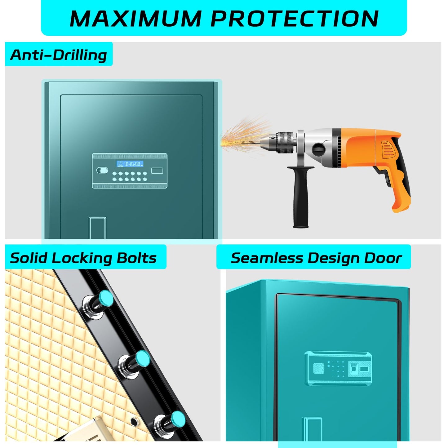 FABAO 6.5 Cuft Safe Box,Home Safe with Fireproof Waterproof Bag,Anti-Theft Digital Security Lock Box with Smart Alert System,Removable Shelf,Built-in Drawer, Personal Document Safes for Money Jewelry