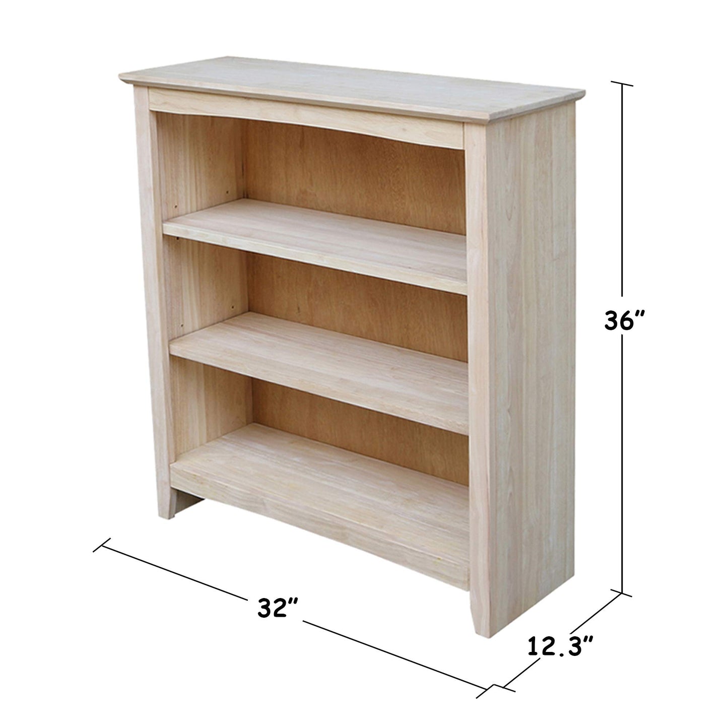 International Concepts Shaker Kids Bookcase, 36-Inch High, Solid Parawood, Unfinished