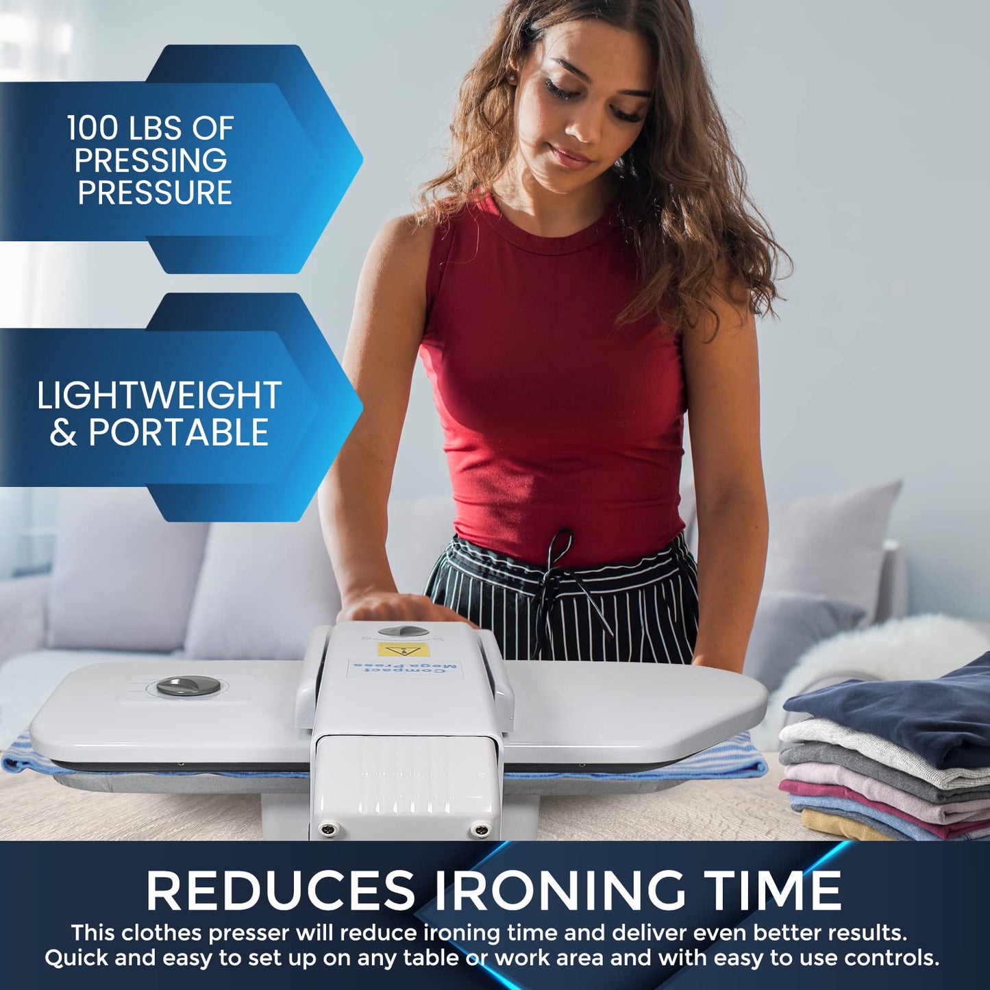 Speedypress Ironing Steam Press - 22 Inch Clothes Press Machine for Home - 5 Temperature Settings for All Fabrics and Steam Burst Function for Perfect Ironing