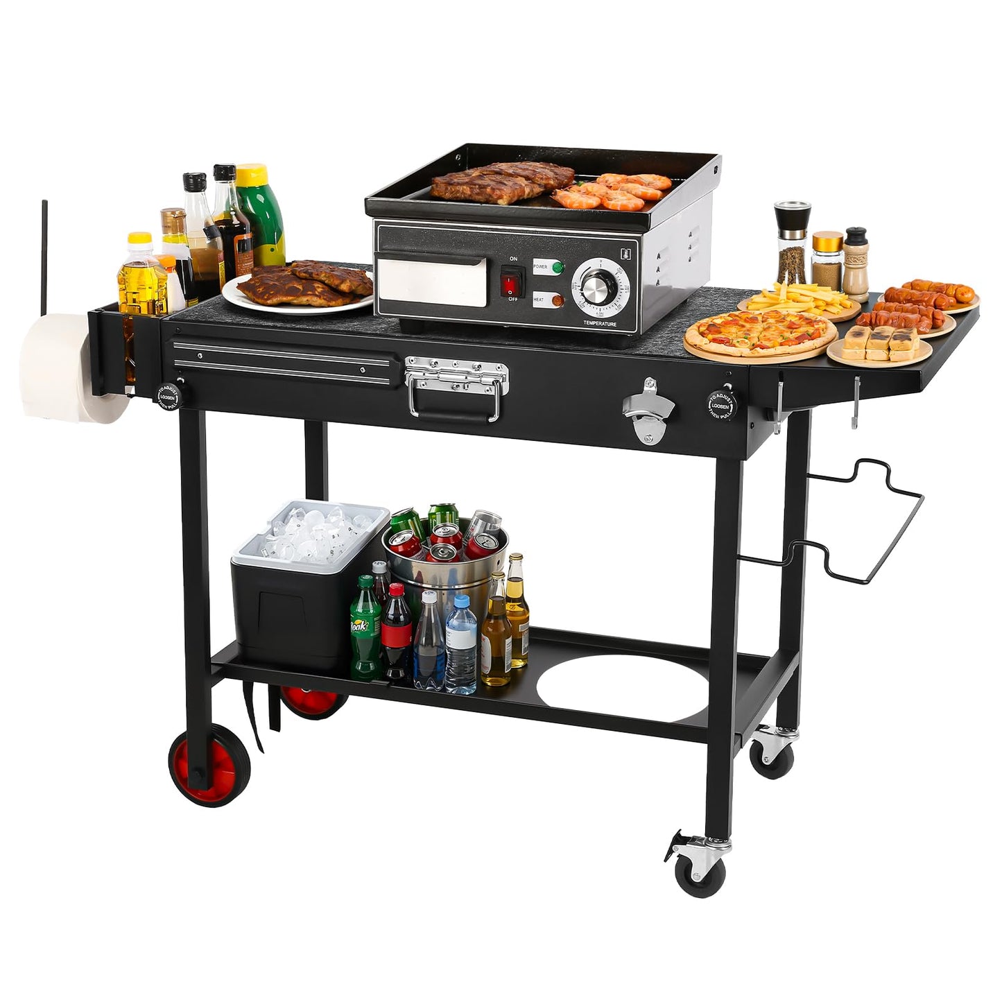 Grill Table for Blackstone Griddle - Fit 17”/22” Tabletop Grills Portable Grill Cart with Wheels for Ninja, Foldable Griddle Stand for Outdoor Camping, Backyard, Tailgating