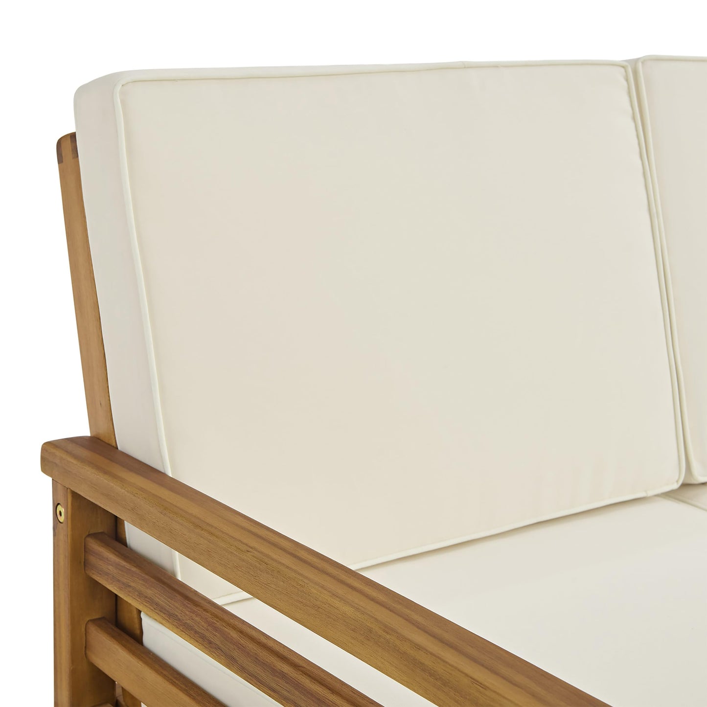 Alaterre Furniture Okemo Outdoor Patio Loveseat - Weather-Resistant Acacia Wood Outdoor Loveseat with Thick Cream Cushions - 2 Seater Patio Sofa for Garden, Porch, Deck, or Poolside (Natural)