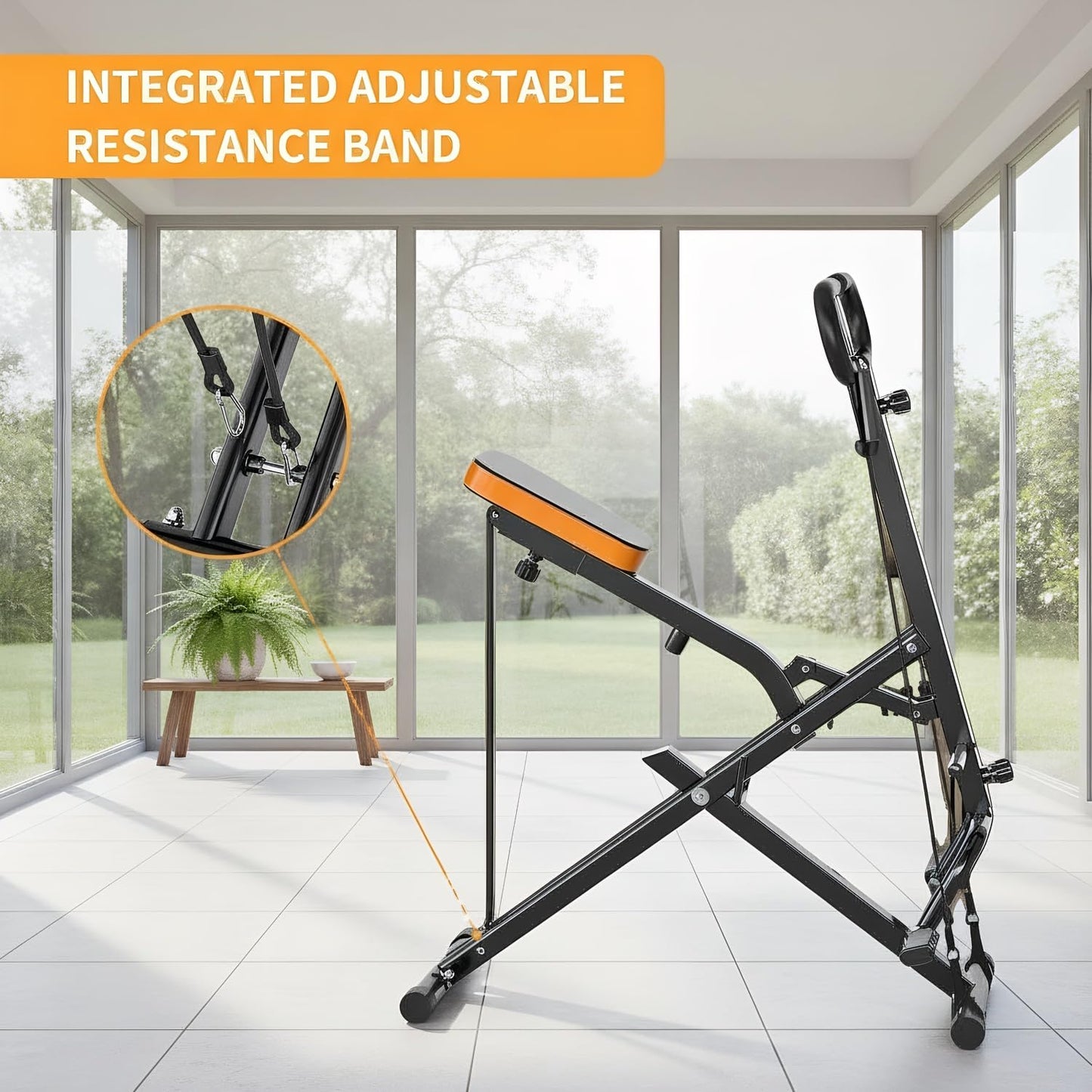 RIVANO 2pc Squat Rowing Machine, 4-in-1 Foldable Exercise Trainer with 265LBS Loading Capacity & Display, Home Workout Glute Trainer Machine with Adjustable Resistance Bands for Butt Thigh Easy Set up