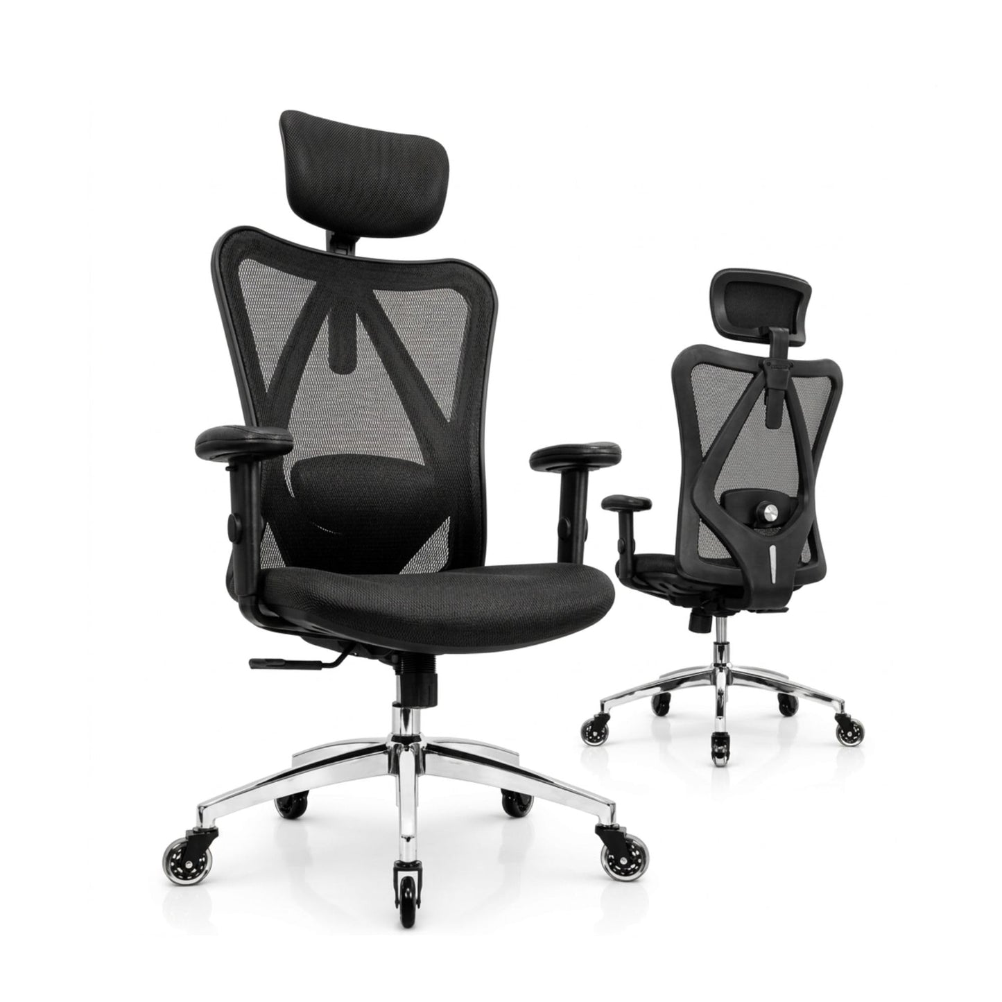 Duramont Ergonomic Office Chair | Adjustable Desk Chair with Lumbar Support and Rollerblade Wheels | High Back Chair with Breathable Mesh | Thick Seat Cushion