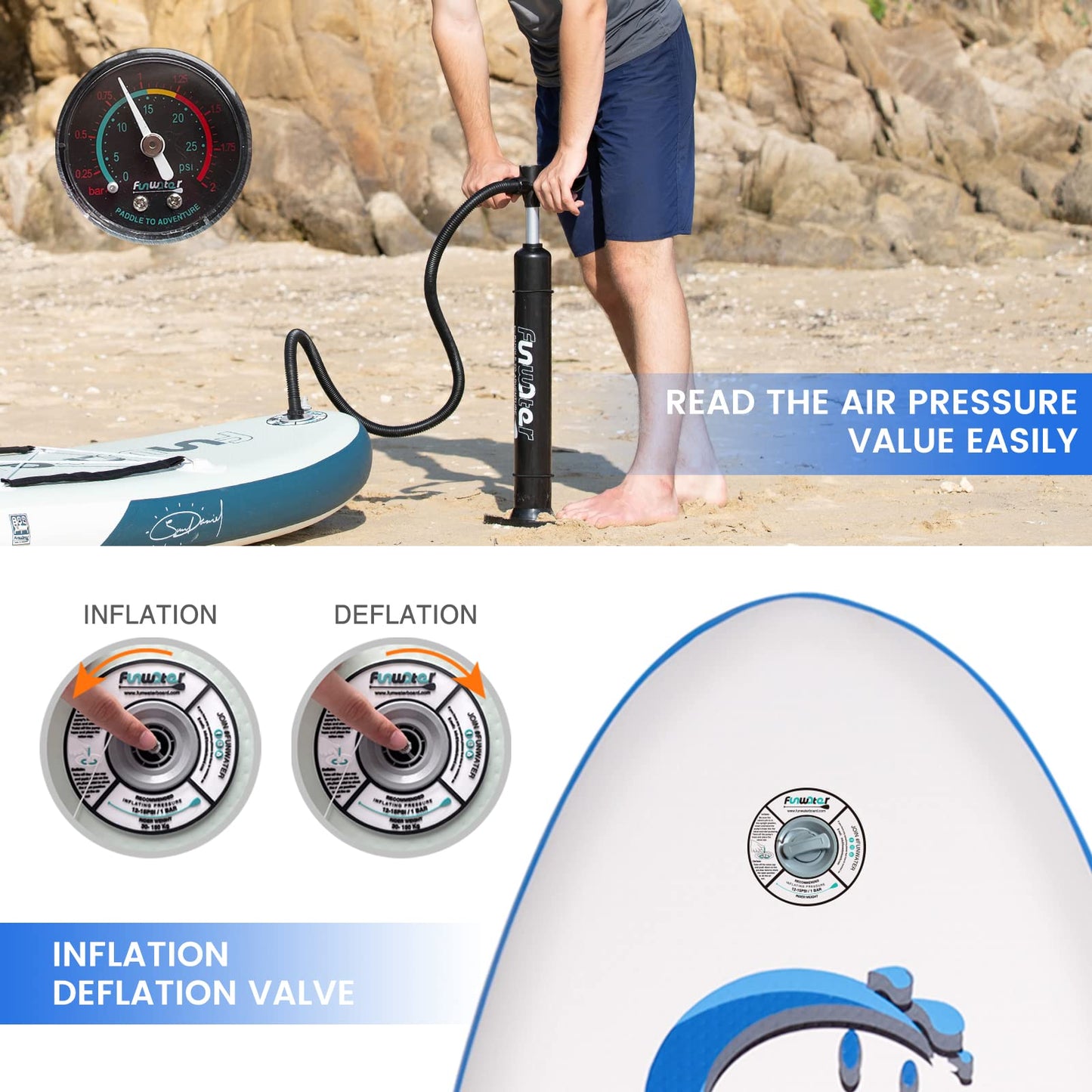 FunWater Stand Up Paddle Board Ultra-Light Inflatable Paddleboard with SUP Accessories for Adults & Youth of All Skill Levels