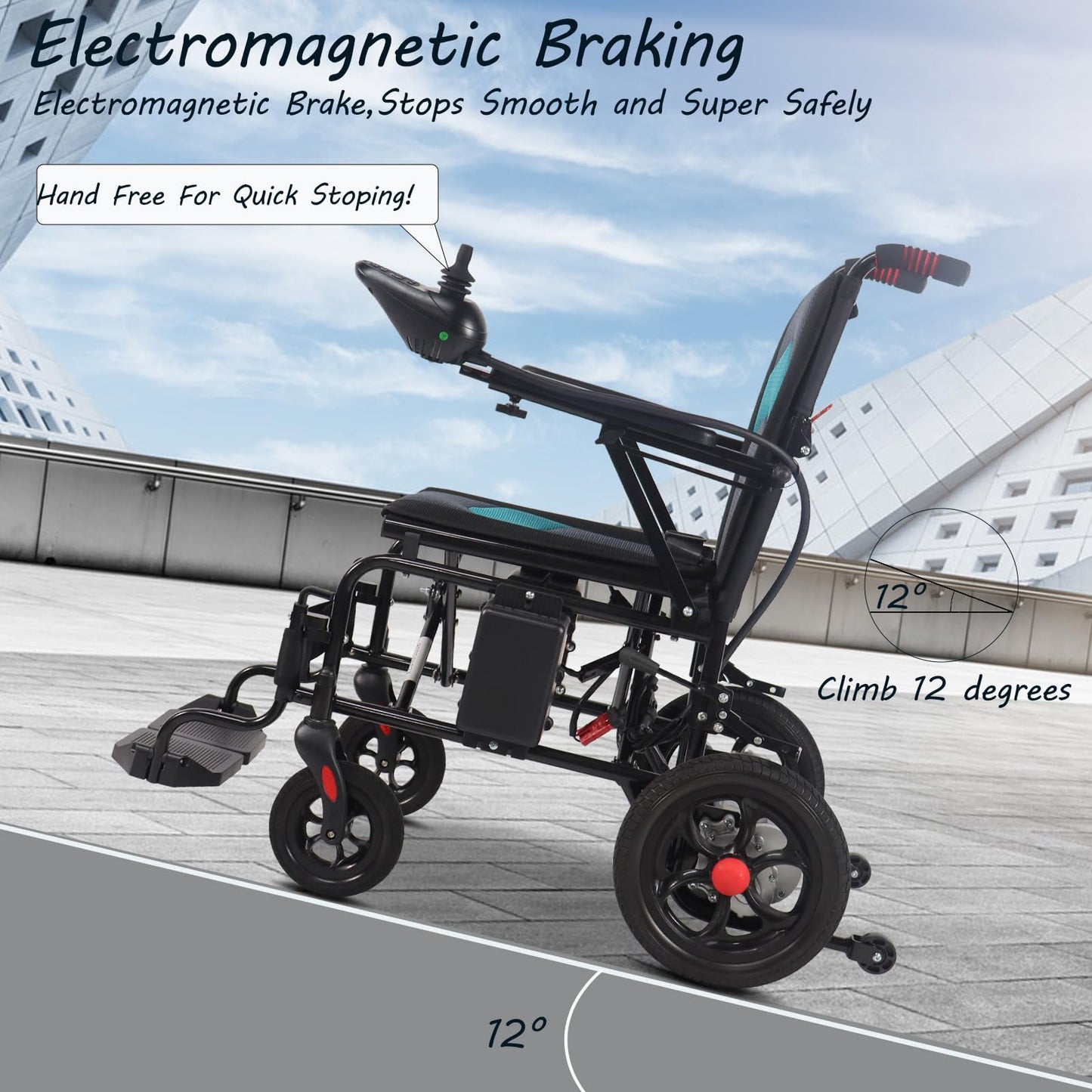 Electric Wheelchair,All Terrain Motorized Wheelchair for Seniors,Long Range Lightweight Foldable Electric Wheelchair15 Mile Range, 500W Motor