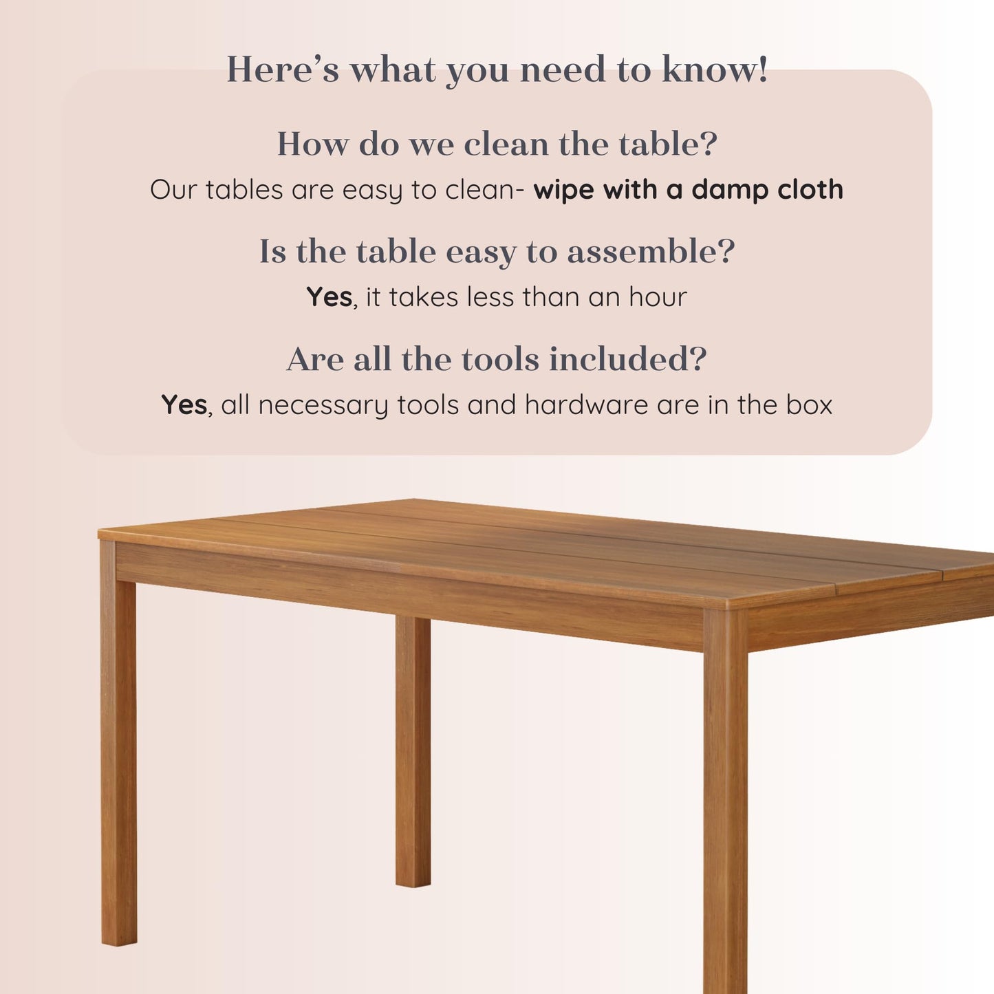 Grain & Grove Davie 60 Inch Rectangular Dining Table, Wooden Table for Kitchen/Dining Room, Home Office, Living Room Furniture, Pecan