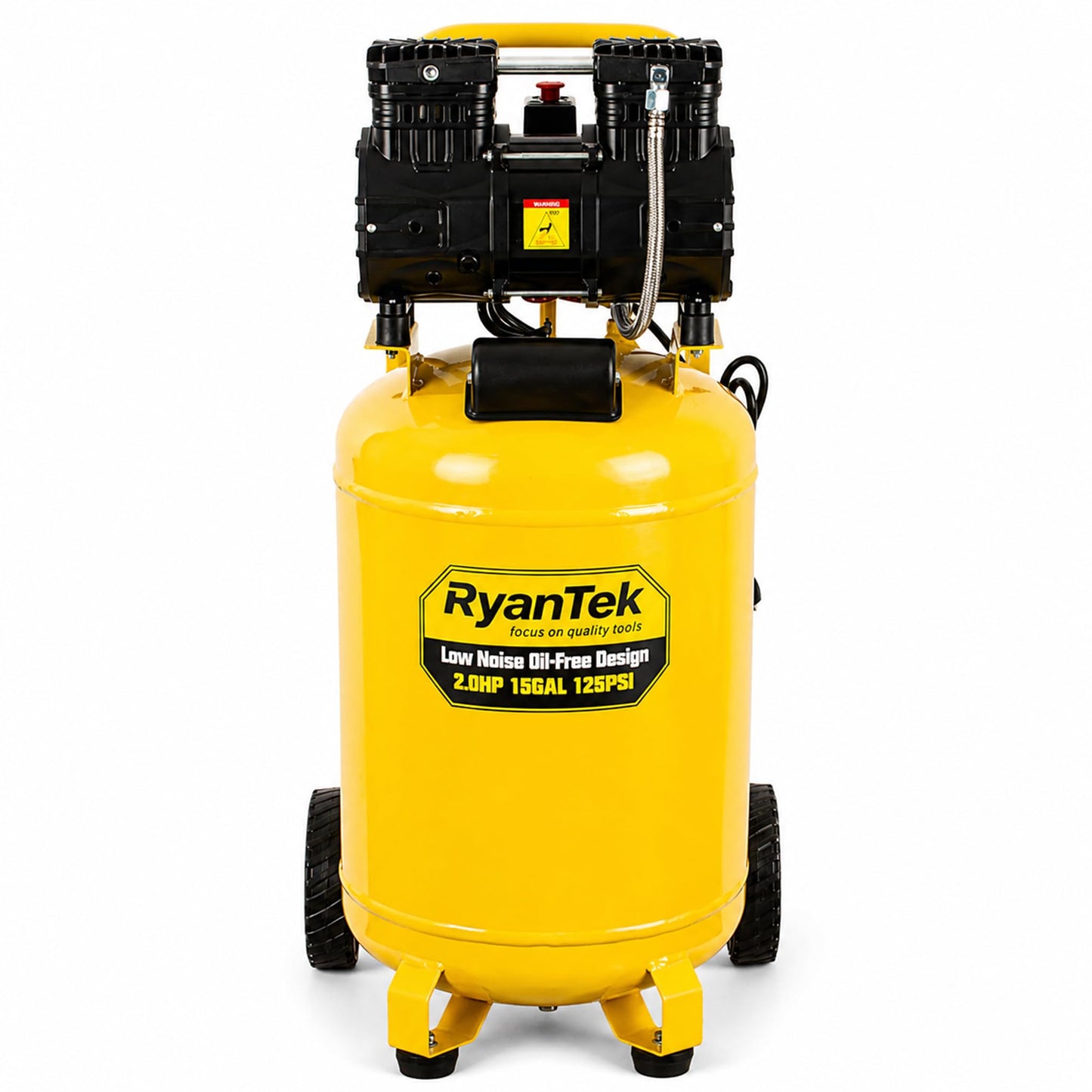15-Gallon Air Compressor,2HP,Vertical Tank, 4.5CFM@90PSI,Quiet 66dB Twin Cylinder, Oil-Free, for Inflation, Nail Guns,Auto Repair, Painting, Woodworking and Home Use(Maximum Pressure 125 PSI)