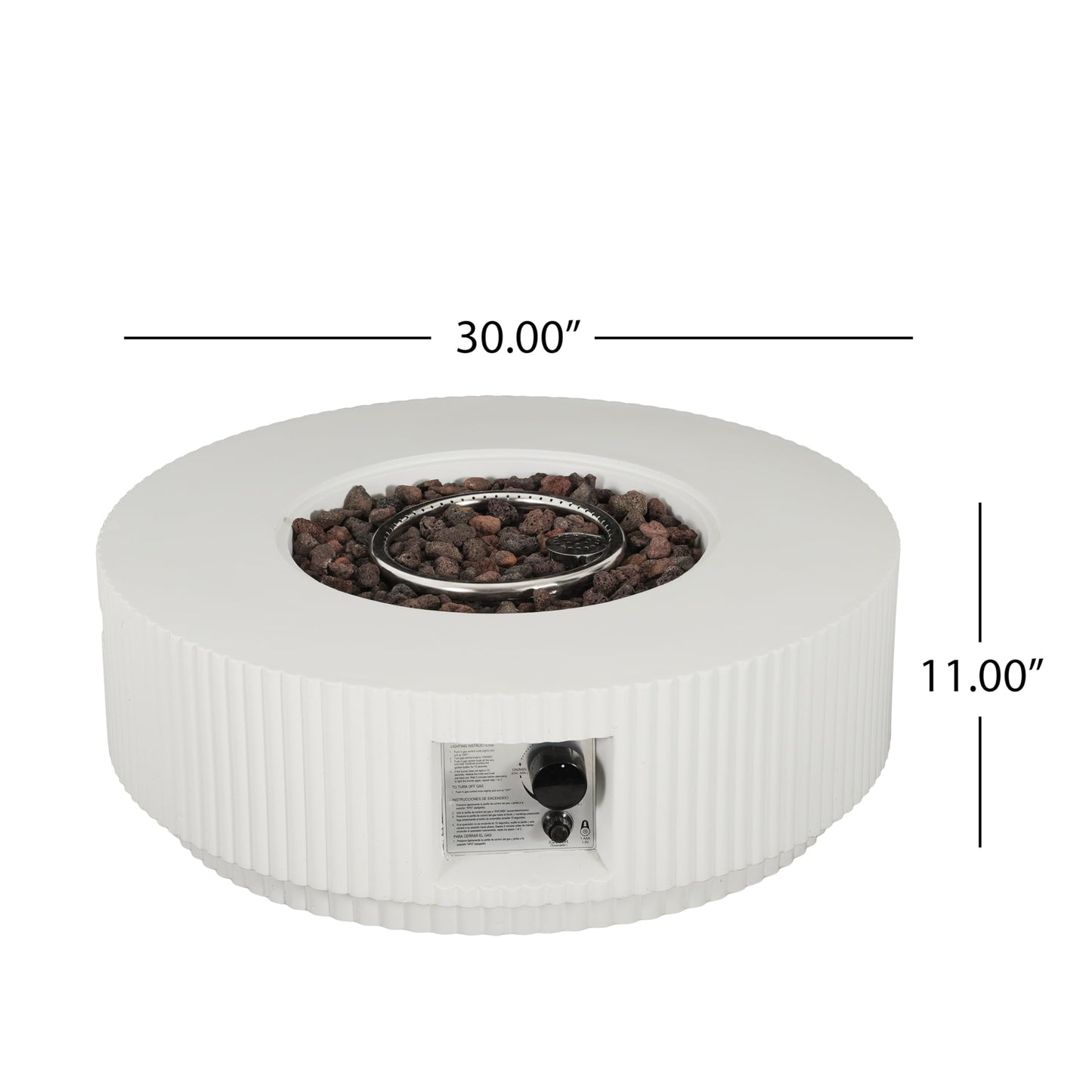 Merax 40,000 BTU Propane Fire Pit Table with Lid, MGO Concrete Outdoor Patio Heater, 2-in-1 Coffee Table with Adjustable Flame, White(Tank Cover Not Provided)