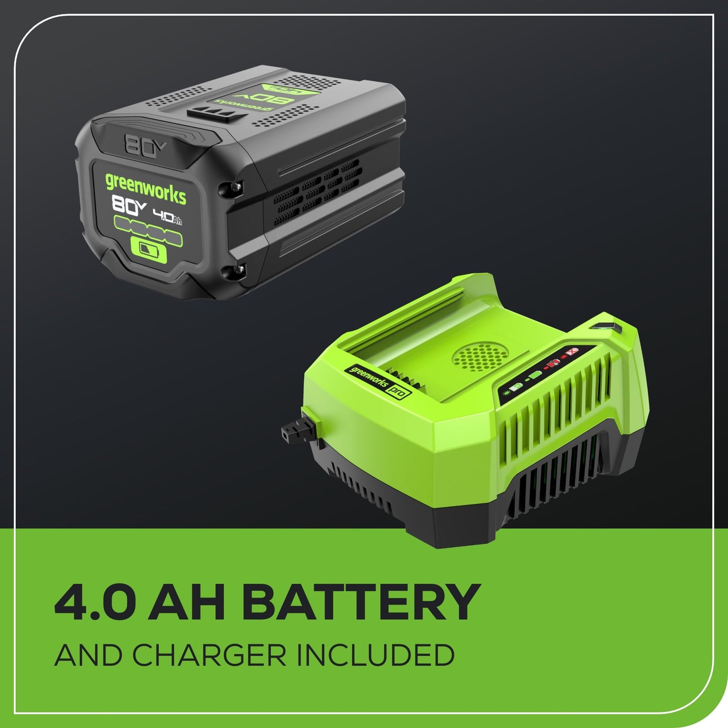 Greenworks 80V 21" Self-Propelled Cordless Lawn Mower – Brushless Motor, LED Lights, 4.0Ah Battery & Rapid Charger (75+ Compatible Tools)
