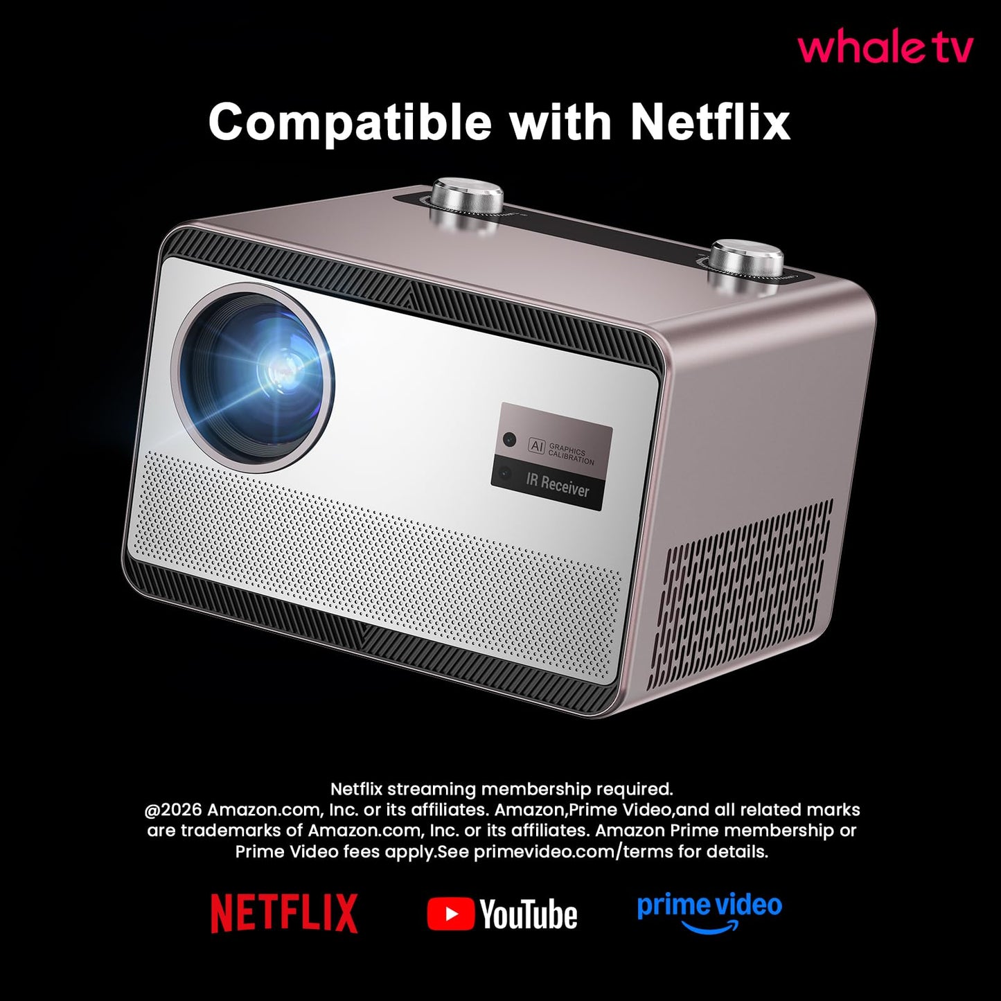 2000 ANSI Lumens Built-in Streaming App Full HD Smart Projector, HAPPRUN Native 1080P Movie Projector with Auto Focus, WiFi and Bluetooth, 300'' Large screen, Suitable for Home, Outdoor and Indoor