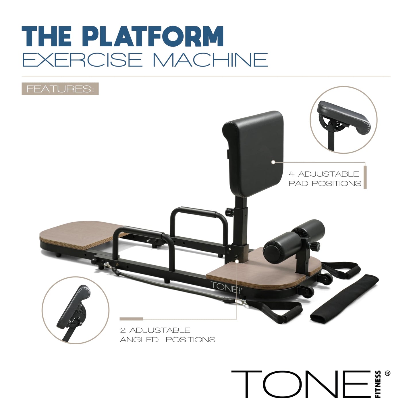 Tone Fitness Foldable Hip Thrust & Glute Exercise Machine | Adjustable Sissy Squat, Core & Leg Trainer | Compact Multi-Purpose Home Gym Equipment | Classic Gray