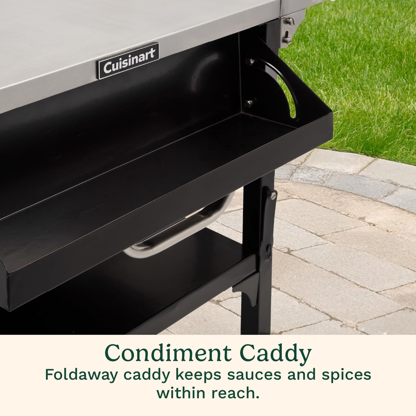 Cuisinart Prep ‘n Cook Outdoor Table and Grill Stand, Stainless Steel Folding Table with Wheels, 48” x 24” Prep Station for Home BBQ, Tailgates, Cookouts