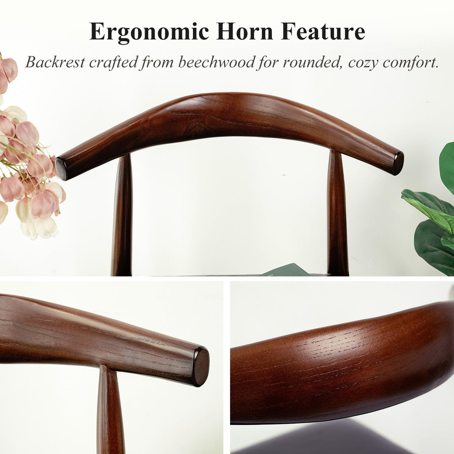 Cttasty Office Chair, Wood Desk Chair with Upholstered PU Leather, Computer Chair, Modern Dining Chair, Mid Century Dining Chair, Wood Accent Chair,Walnut Chair