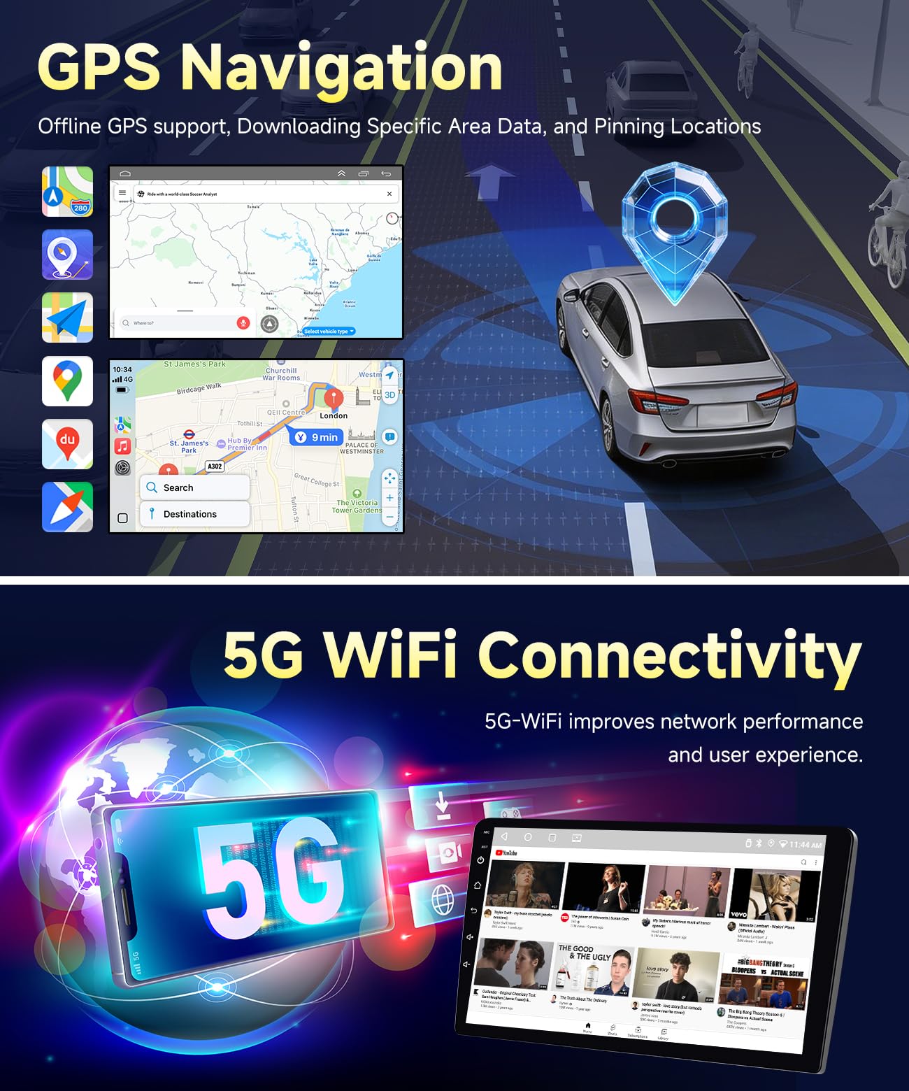 VQU 8Core Car Radio for Honda Civic 2016-2021 Android Touch Screen for Civic Stereo with Apple Carplay Android Auto GPS Navi Bluetooth 5.1 SWC FM WiFi Voice Control RCA RDS DSP Backup Camera, 4G+64G