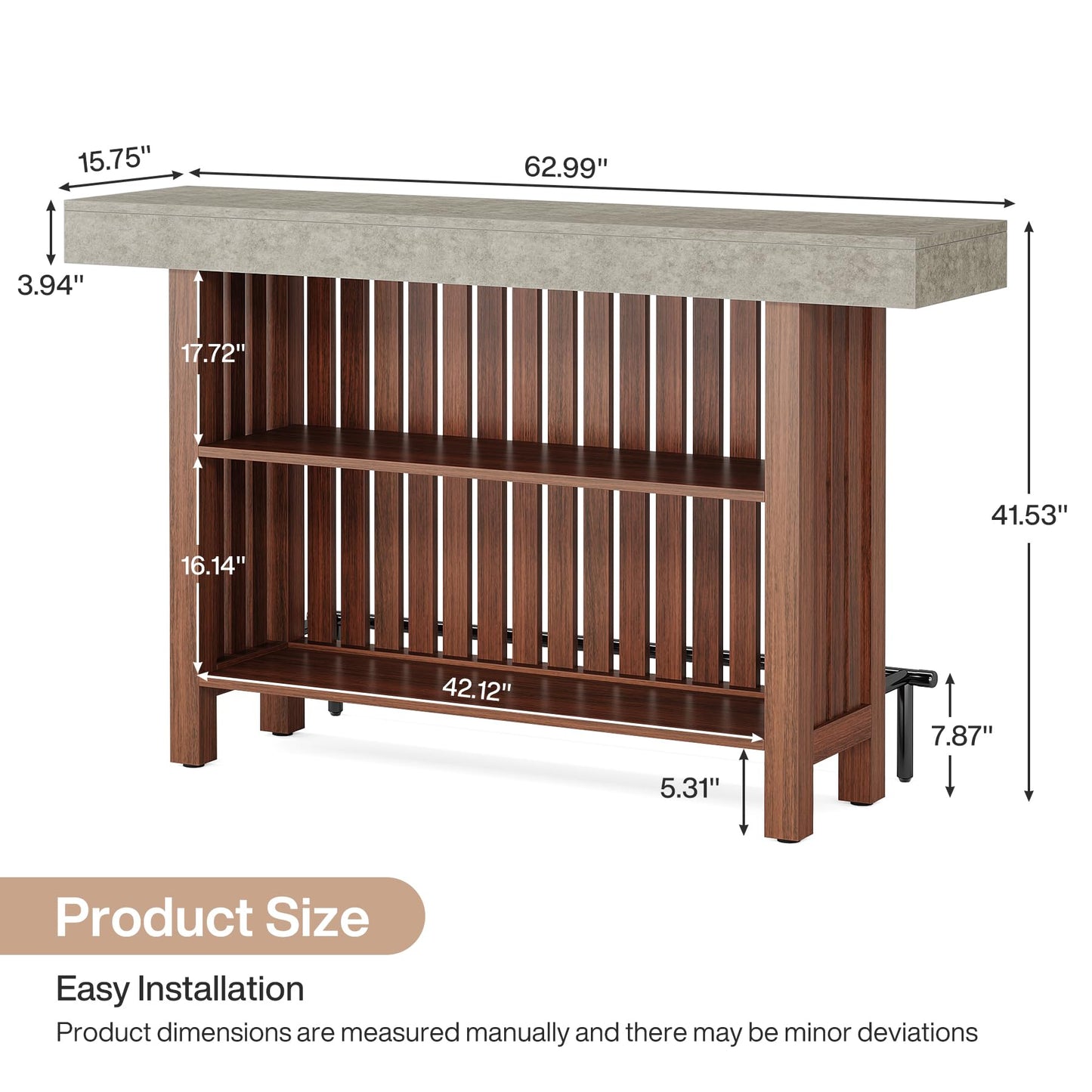 Tribesigns 63-Inch Large Home Bar Unit, 2-Tier Mini Bar Table, Height Pub Table with Footrest, Modern Coffee Bar Cabinet for Home Kitchen, Bistro, Dining Room, Living Room