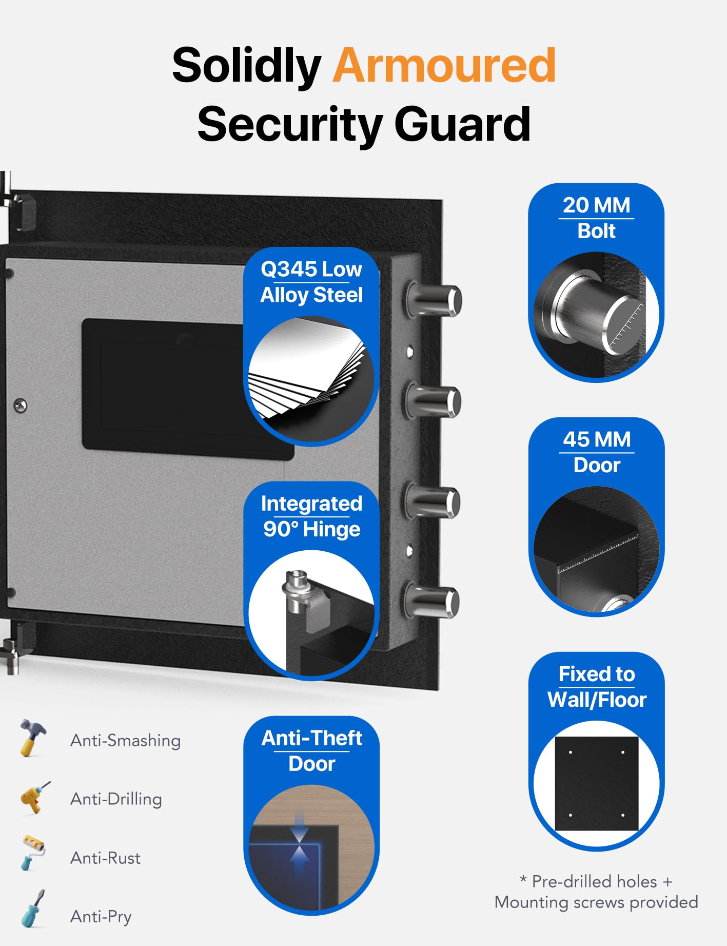 FORFEND Smart Fingerprint Safes | WiFi Safe Box App Unlock/Alarm | Voice Command, Kidnap SOS Alarm, Tamper Proof, Frozen Mode | Biometric Caja Fuerte Money Lockbox History Track Remote Live Monitor