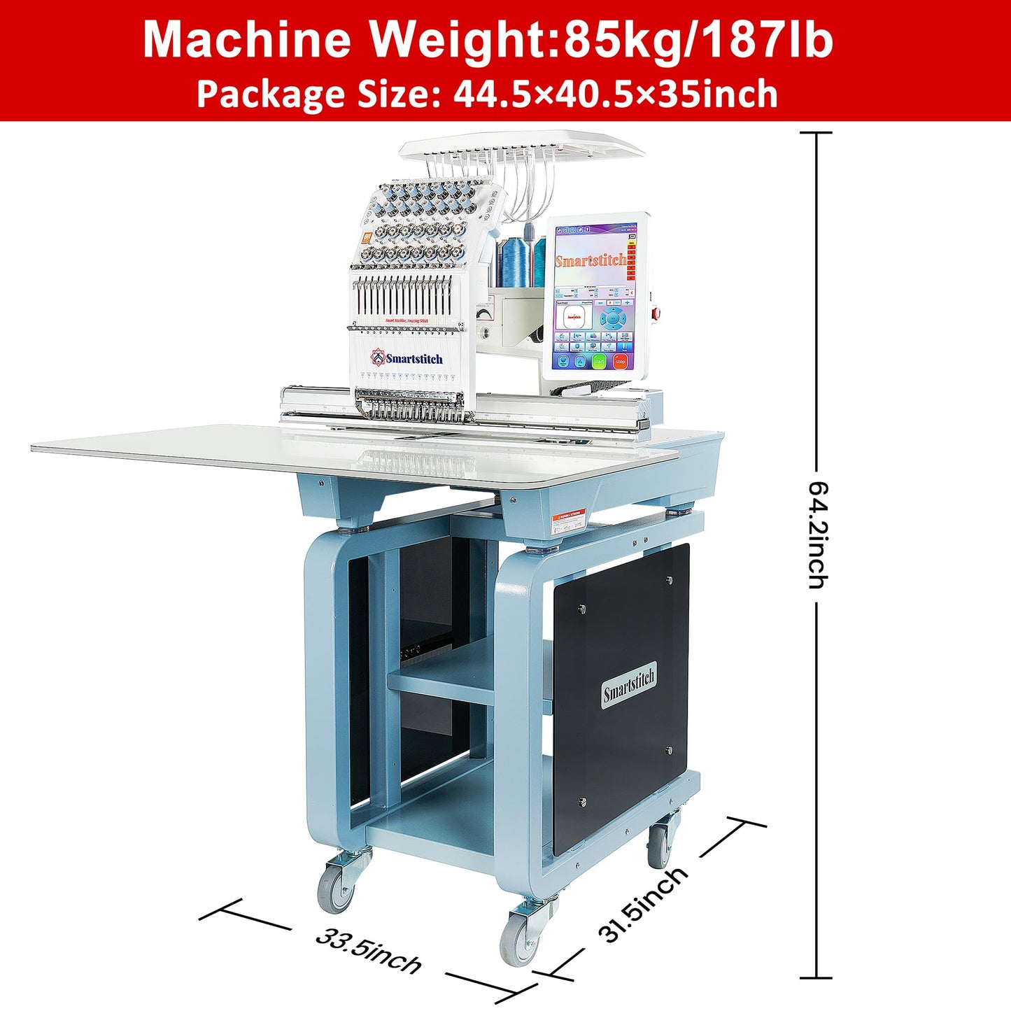 Smartstitch S1501 Plus Beast Embroidery Machine with 15 Needles,24"x16" Large Embroidery Area,1200SPM Max Speed,12" Touch Screen, Wifi available, capable of embroidering on Cap, T-shirt, Flat and more