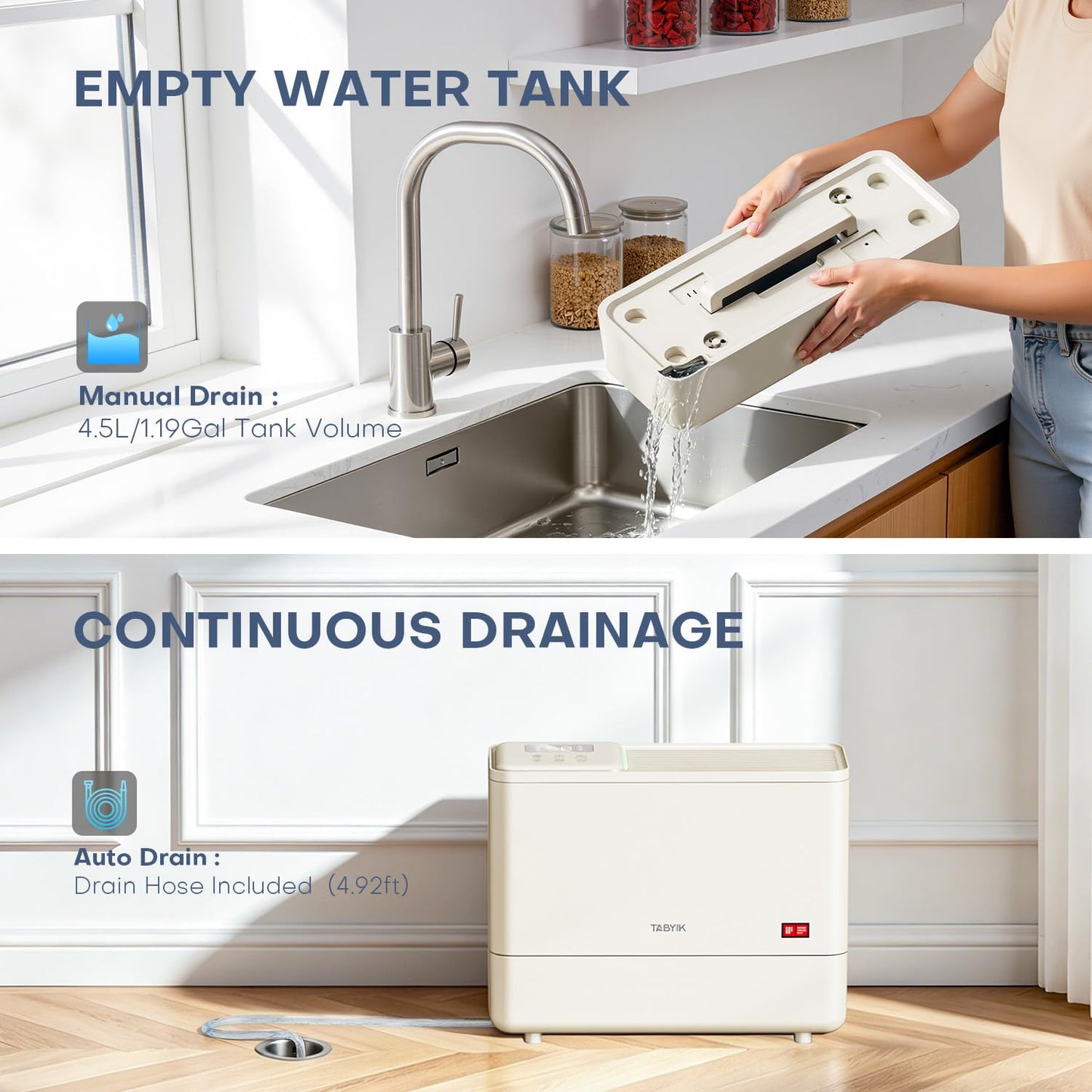 1,500 Sq.Ft Dehumidifier for Basement, 21 Pints Basement Dehumidifier with Drain Hose, Large Dehumidifiers for Home, RV, Bathroom, Bedroom - 1.2 Gallons(4.5L) Water Tank, 3 Modes, 24-Hour Timer