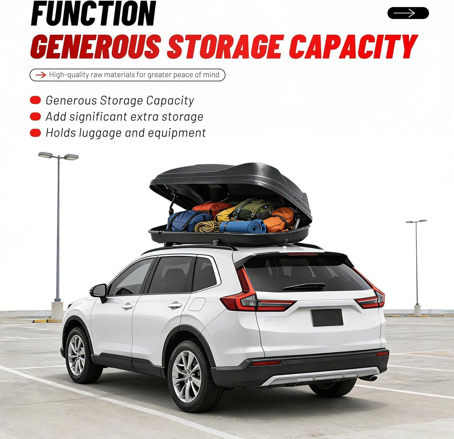 ALMULOO 15 Cubic Roof Cargo Box Lockable Dual-Side Opening Roof Top Carrier