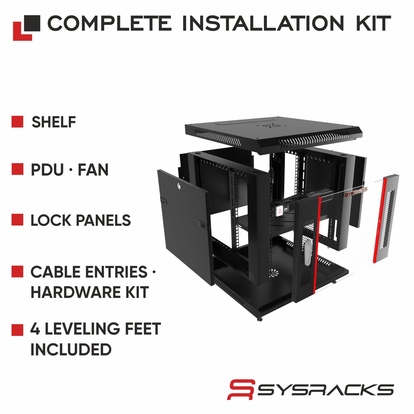 12U Wall Mount Server Rack Cabinet – 19" Network Rack Enclosure, 18" Deep Data Rack Cabinet with Fan, PDU & Shelf for IT Equipment, Switches and Patch Panel