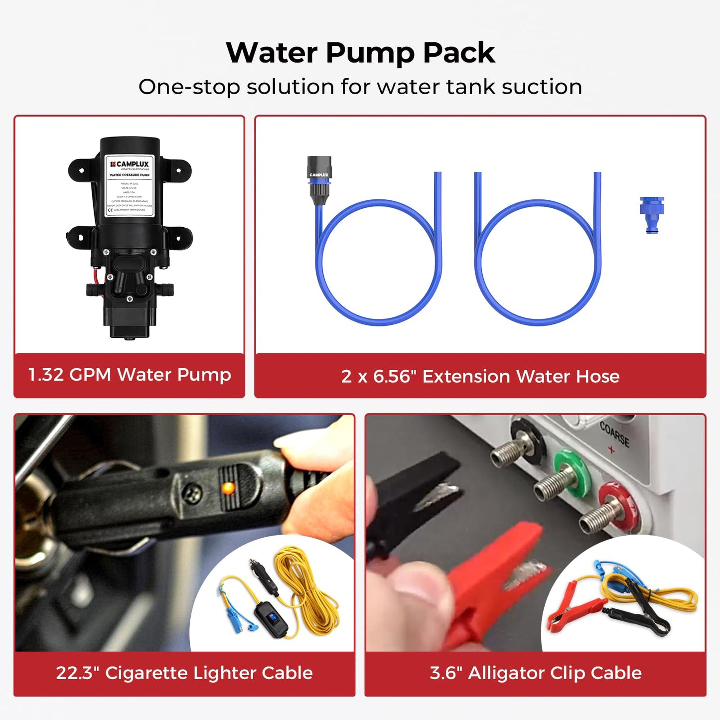 CAMPLUX ENJOY OUTDOOR LIFE 1.32 GPM Outdoor Portable Propane Tankless Water Heater with 1.2 GPM Water Pump Kits, Gray