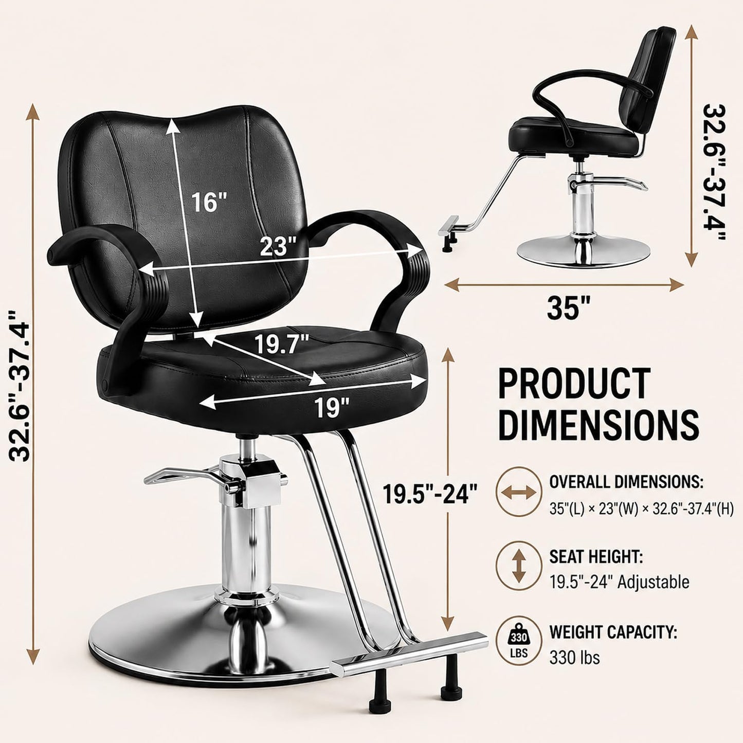Artist hand Salon Chair for Hair Stylist, Hydraulic Barber Chair for Home