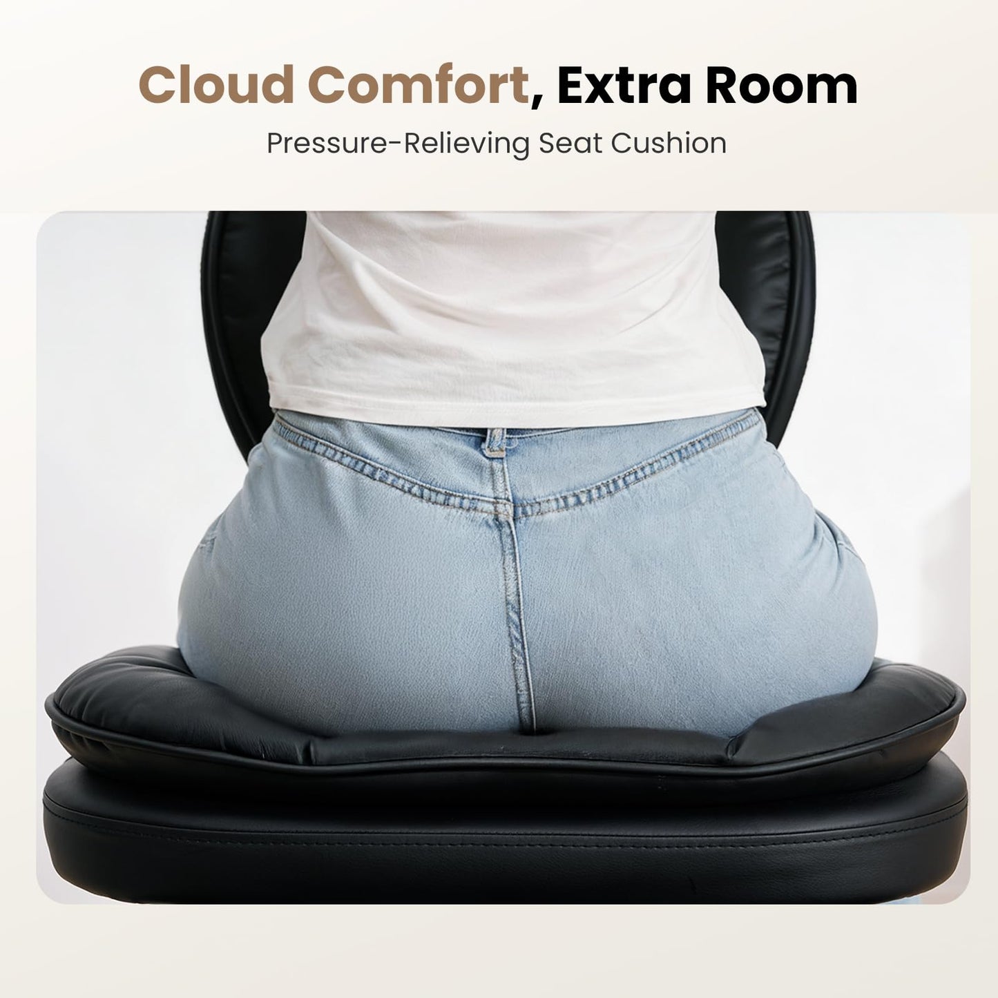 Extra-Wide & Tall Cross-Legged Office Chair – Deeply-Padded Cloud Seat, Ergonomic Back Support, Adjustable Height for ADHD & Meditation