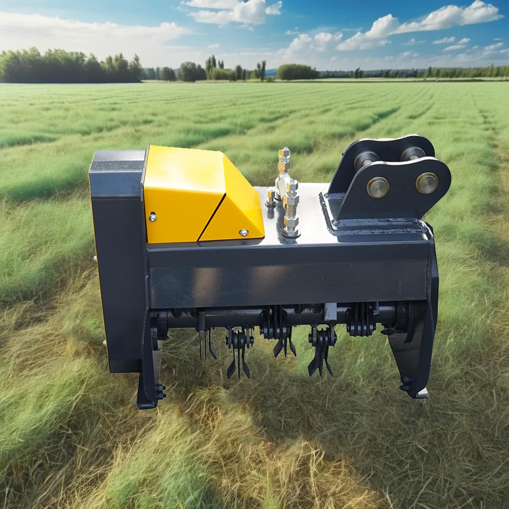 ATTACHXPRO Flail Mower for 3T+Mini Excavator Mulcher Attachment Pioneer Brush Cutter is Used to Remove Weeds, Grass Vegetation, Hydraulic Mulcher and Reclaim Wasteland with Hydraulic System