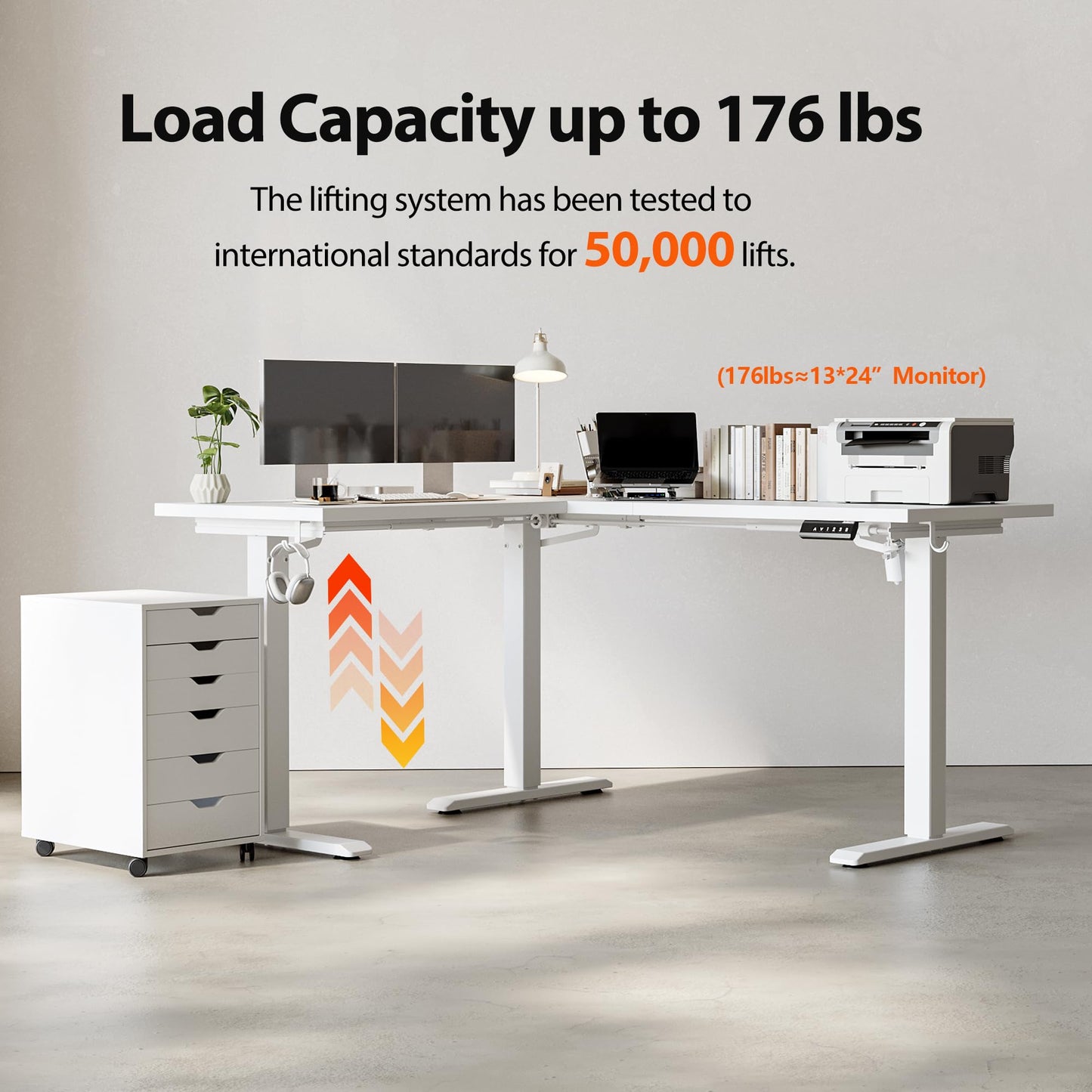 Agilestic 59 Inch L Shaped Standing Desk Adjustable Height, Electric Corner Standing Desk, Sit Stand Computer Table with Splice Board, White