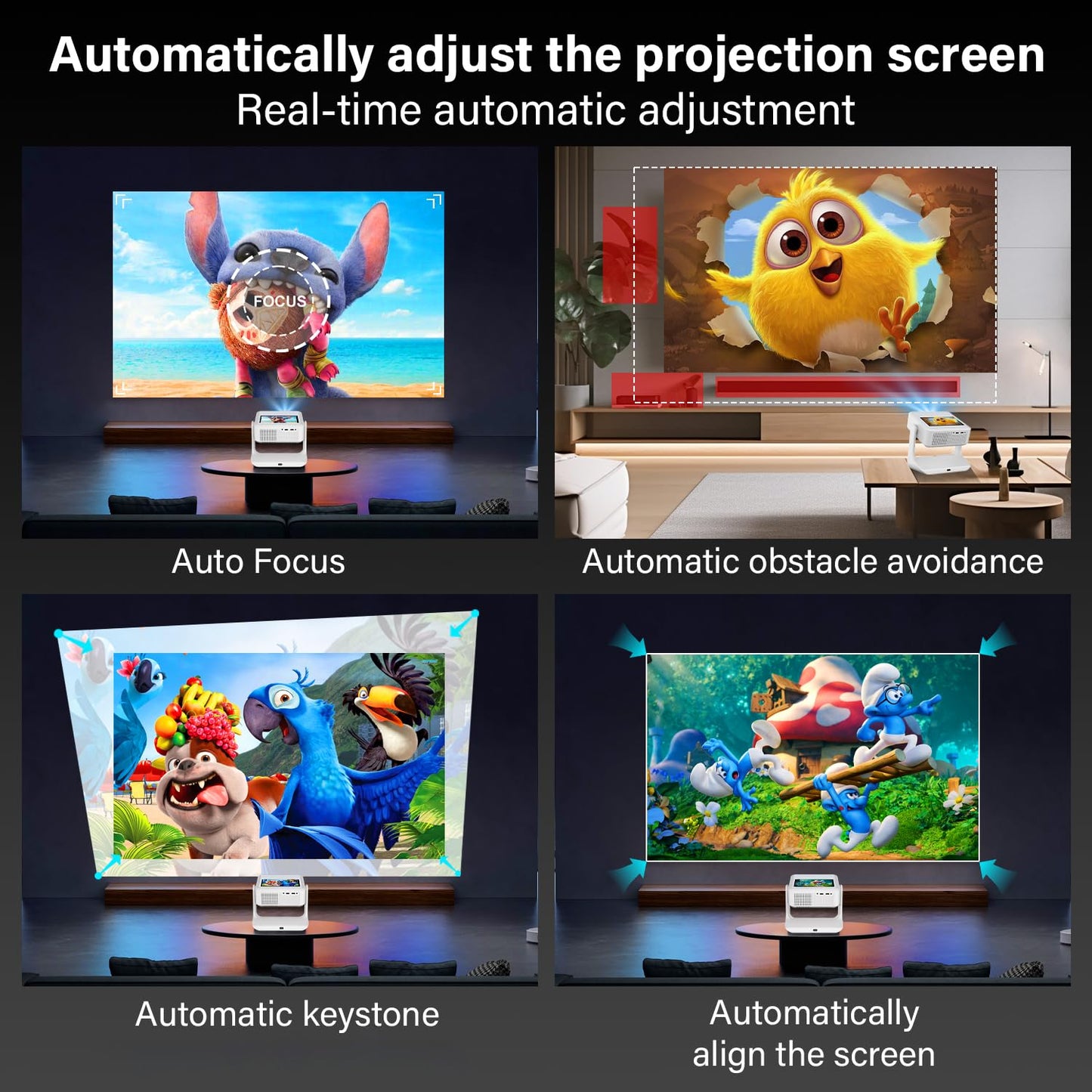 TouchScreen Smart Portable Projector,A2Ultra 4K Support Outdoor Projector with WiFi6 and Bluetooth, 800 ANSI Dual-Screen Sync,1000+ Apps, Auto Focus Movie Proyector for Home Theater/Outdoor/Gaming