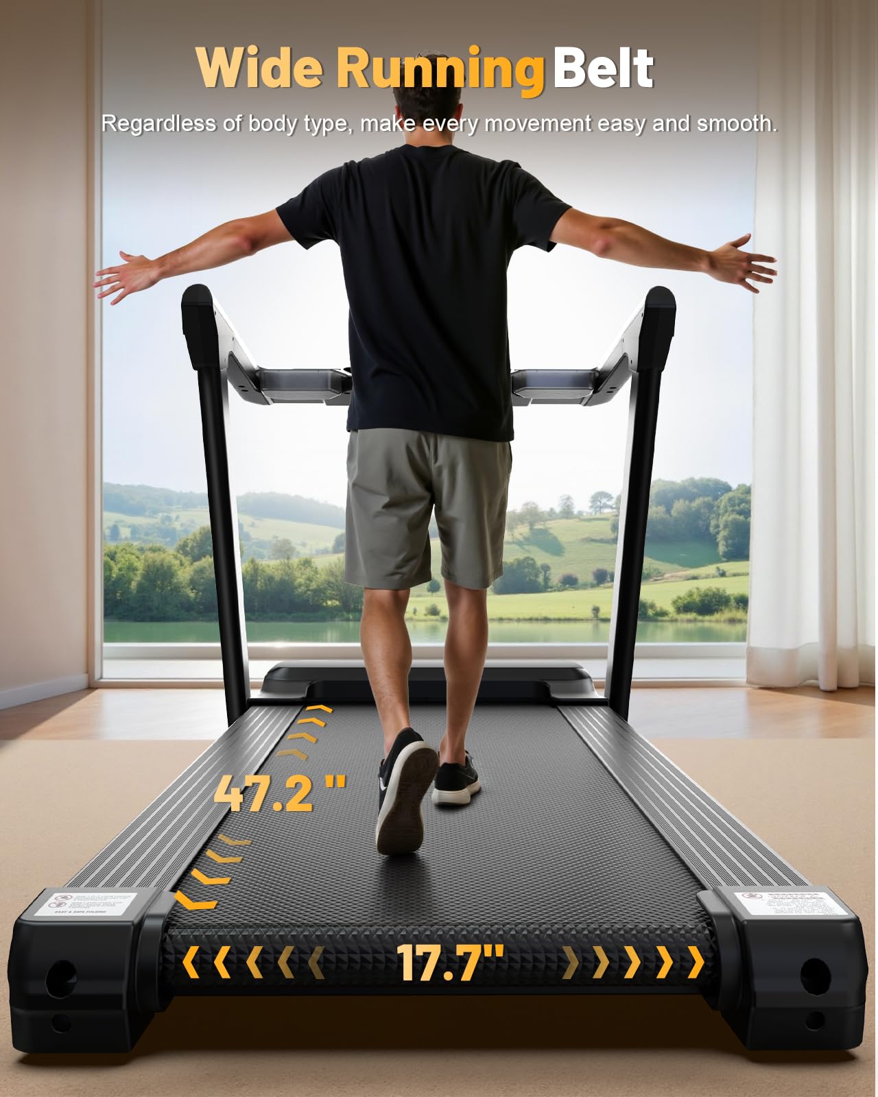 TREAFLOW Treadmill with 0-25% Auto Incline, 3.5 HP Folding for Home Running, 10.0 MPH Max Speed, 300 lbs Weight Capacity, Bluetooth Speaker. (Black)
