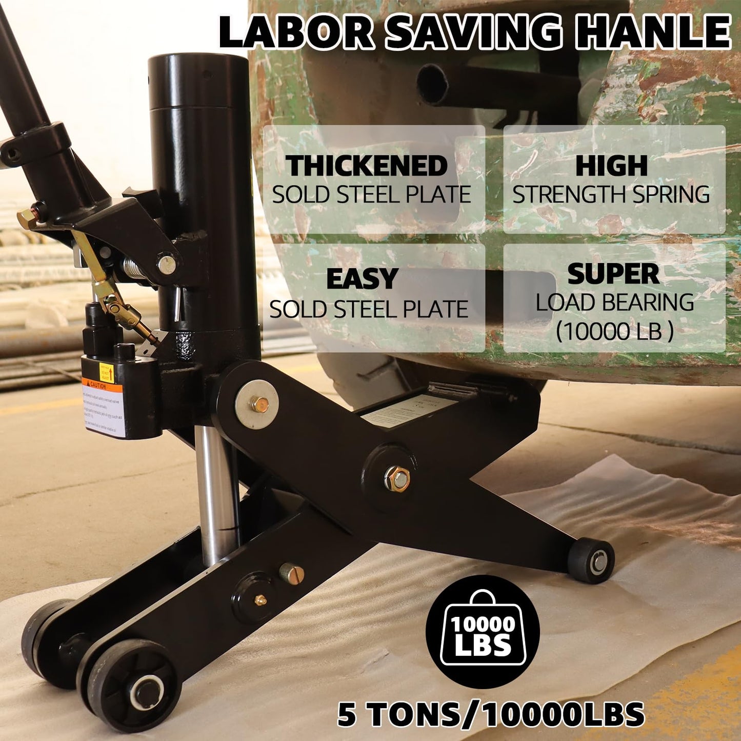BESTOOL 5 Ton Hydraulic Forklift Jack, Low Profile Heavy Duty Service Jack for Forklift, Truck & Warehouse Equipment, Dual Lift Positions, 2.56" to 16.7" Lifting Range, 10,000 lbs Capacity