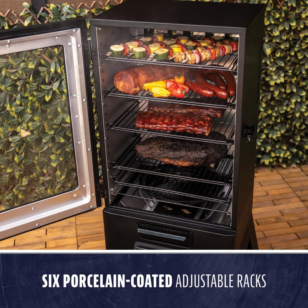 Pit Boss 4-Series WiFi & Bluetooth Digital Vertical Smoker with LCD Digital Controller and Wood Chip Tray, 1,320-Sq. In. 6-Rack Cooking Space, 100°F to 300°F Temperature Range, Meat Probe, Black