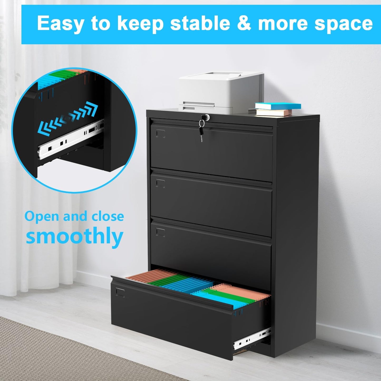 Garvee 52 in Tall Lockable Garage Storage Cabinet with Wheels - Heavy Duty Metal Tool Organizer with 4 Adjustable Shelves, Pegboard & Magnetic Doors for Workshop, Home or Office
