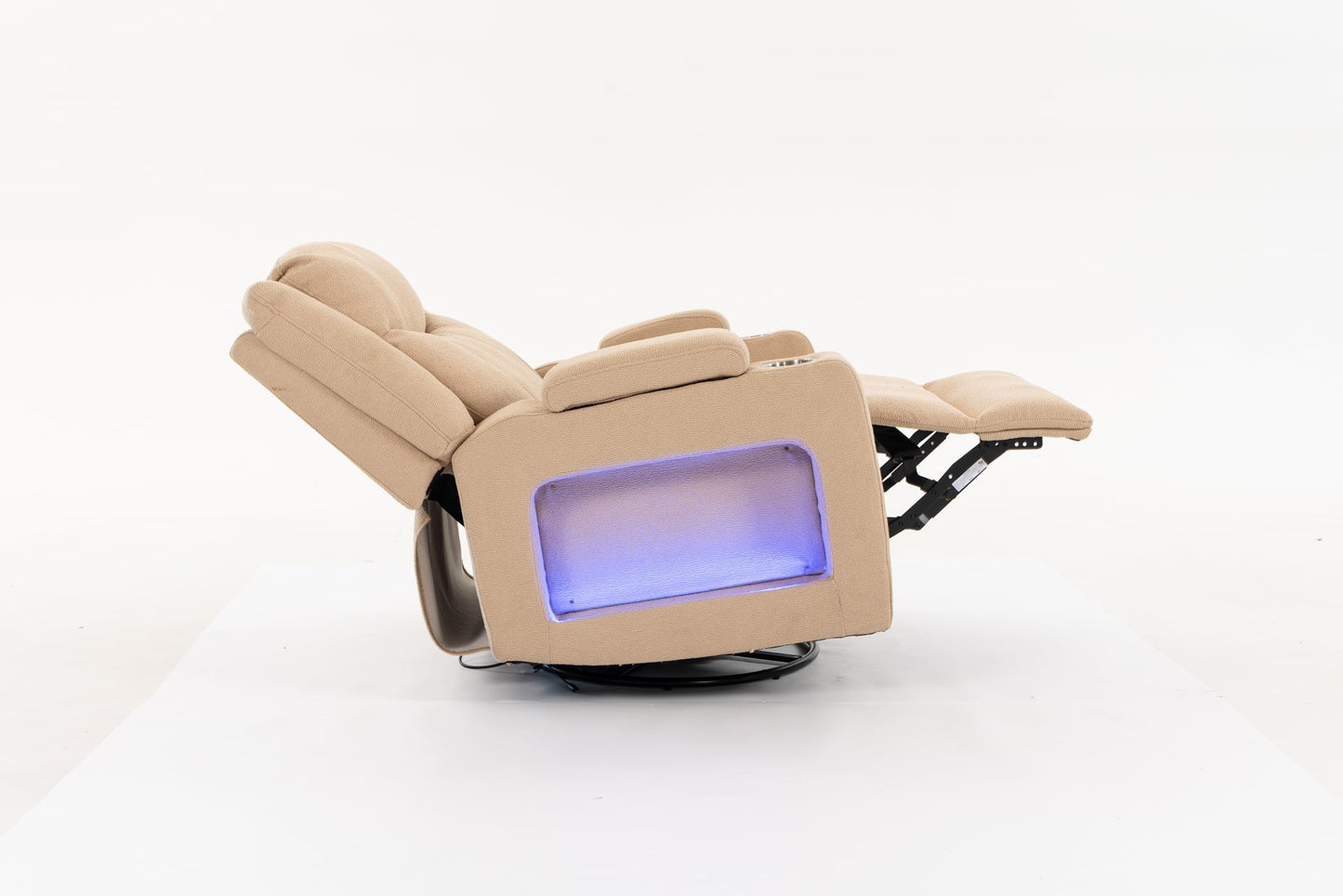 GDFStudio Extra Wide Power Recliner Chair 270 Degree Swivel Velvet Reclining Chair with Heat Massage USB and Type C Charging Ports for Living Room Bedroom Office, Camel