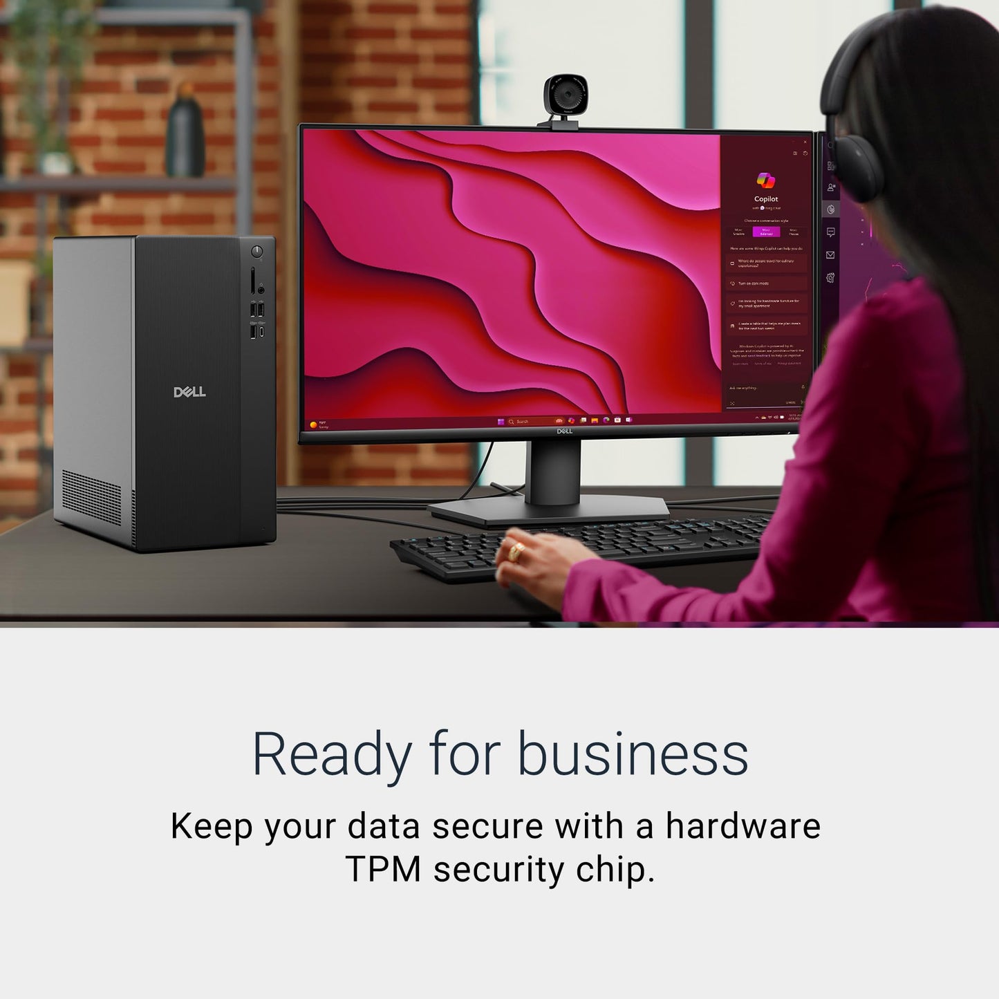 Dell Tower Desktop ECT1250 - Intel Core Ultra 7-265 Processor, UHD Graphics, 16GB Memory, 1TB M.2 SSD, 3.0 SD Card Reader, Wired Keyboard and Mouse, Windows 11 Pro, Basic Onsite Service
